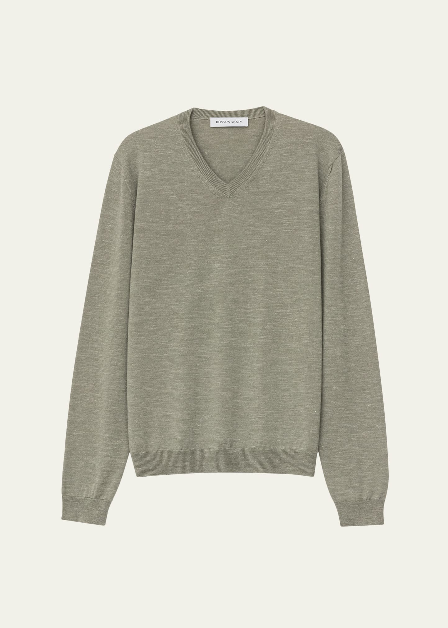 Men's Wool, Silk and Linen Knit V-Neck Sweater