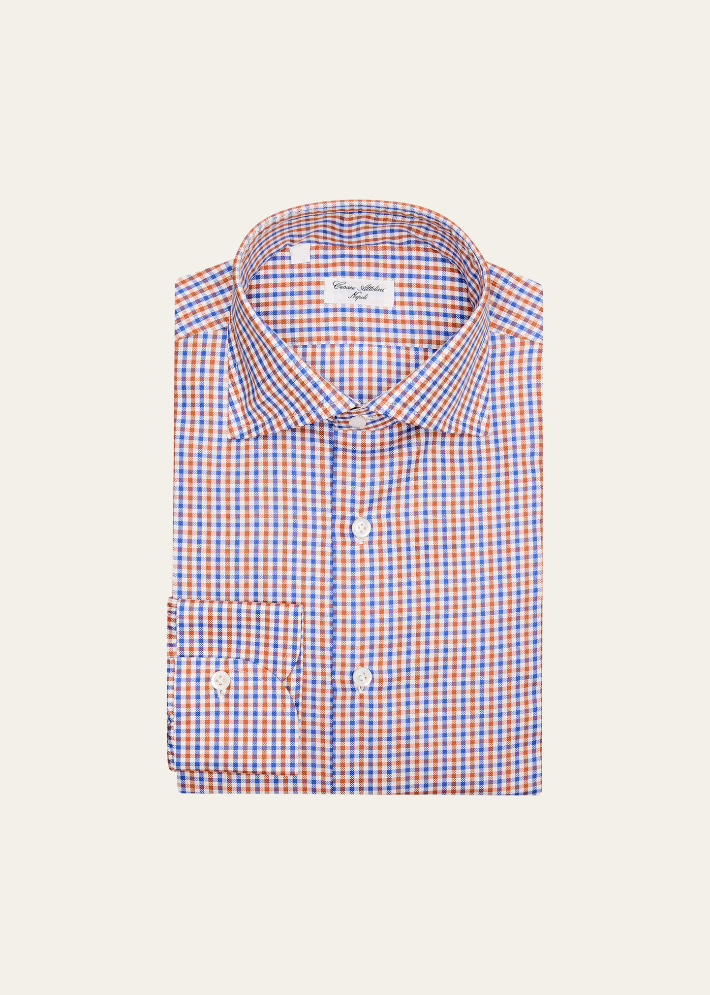 Men's Cotton Micro-Gingham Spread-Collar Sport Shirt