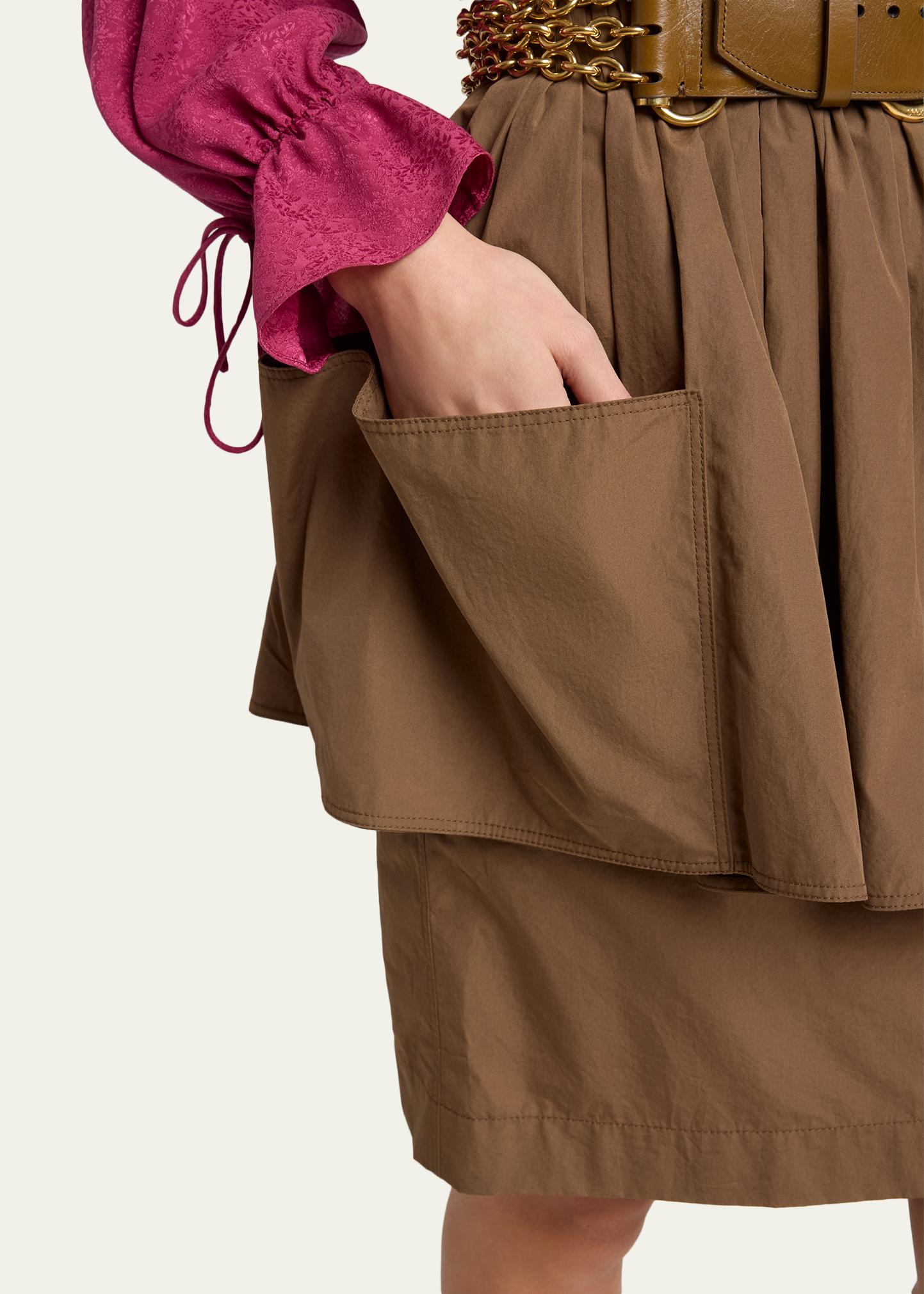 Gathered Cotton Peplum Skirt, image 2 of 5
