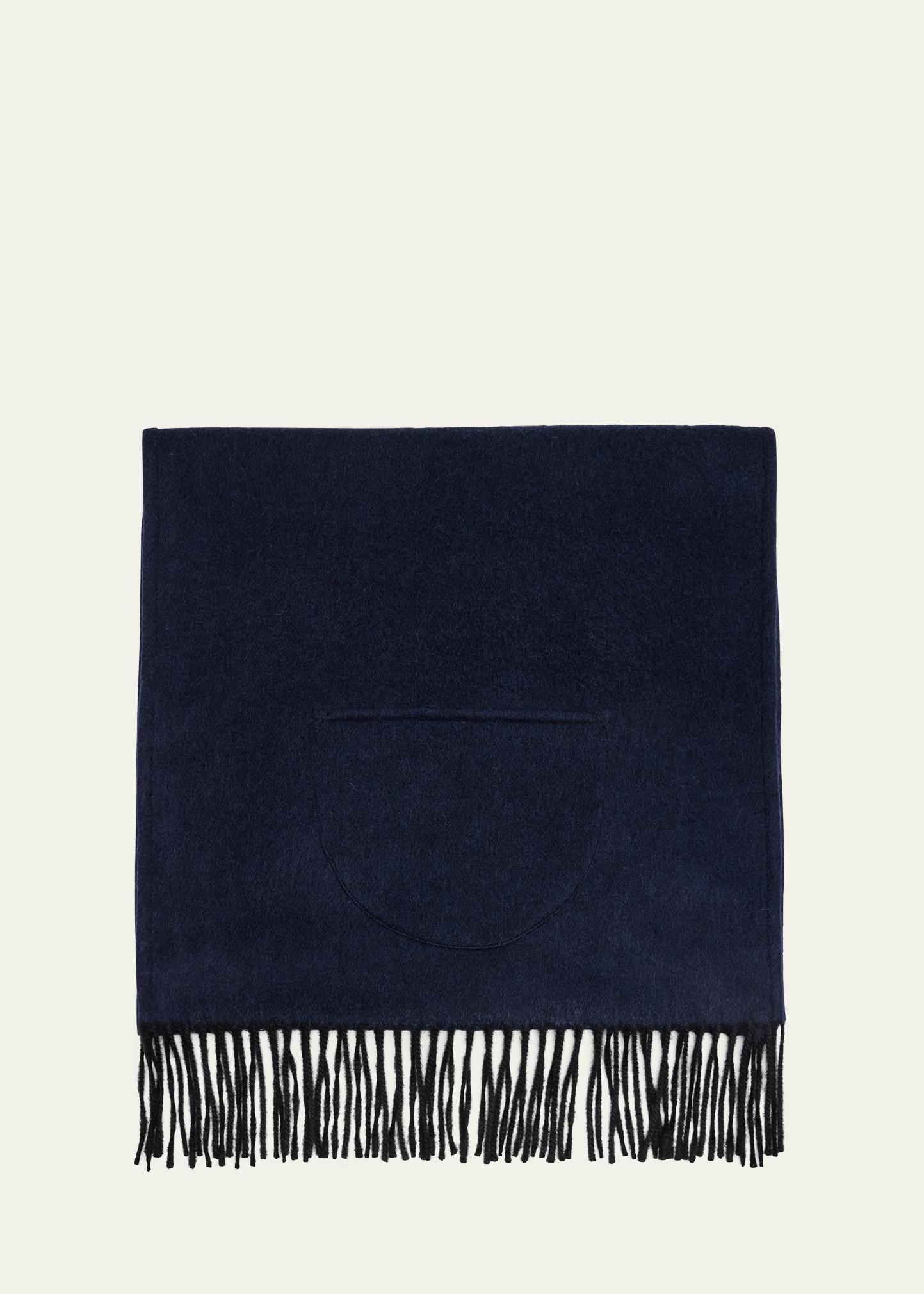 Cashmere Fringe Trim Pocket Scarf