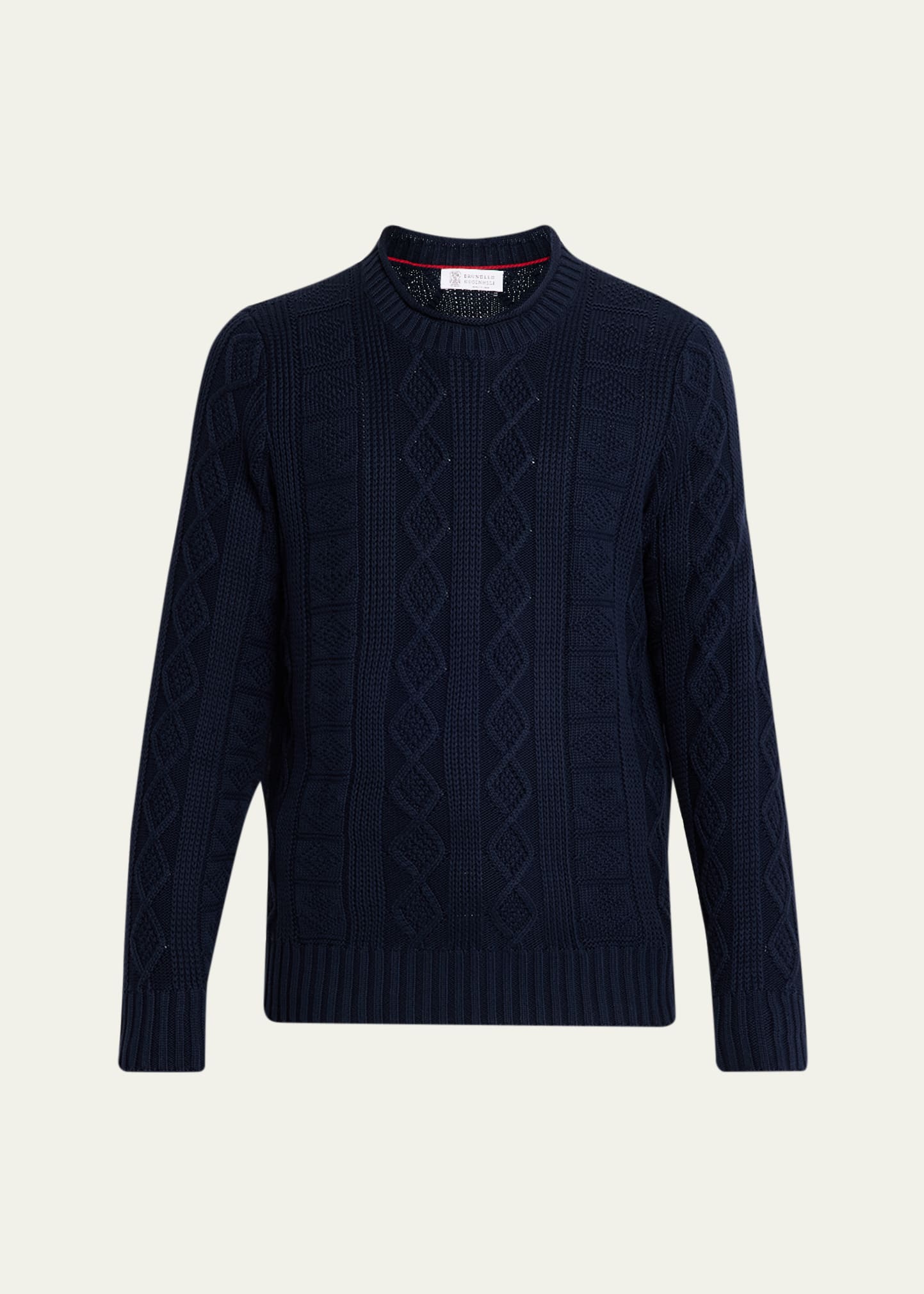 Men's Cotton Cable Knit Crewneck Sweater