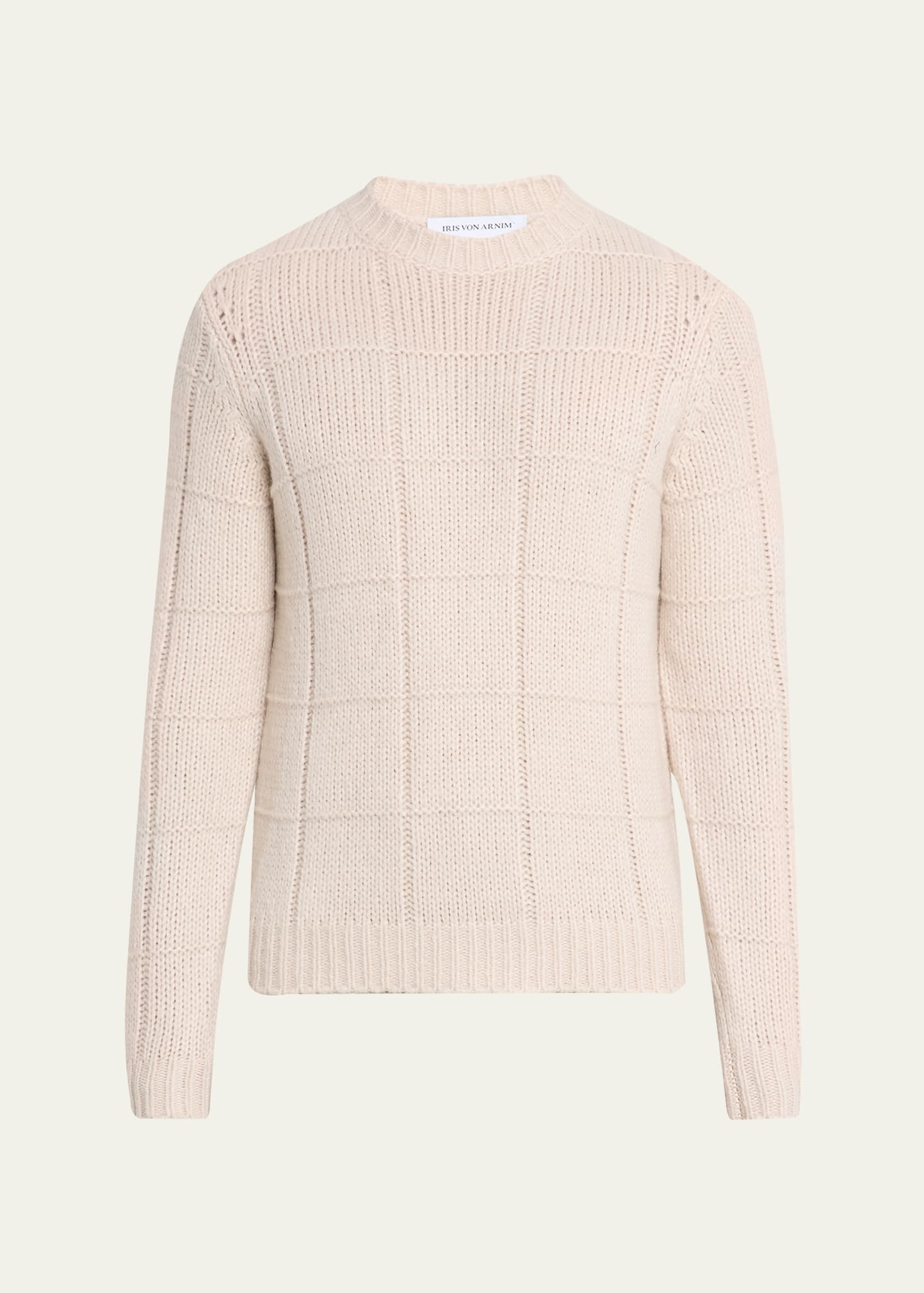 Men's Brayden Cashmere-Silk Check Knit Crewneck Sweater