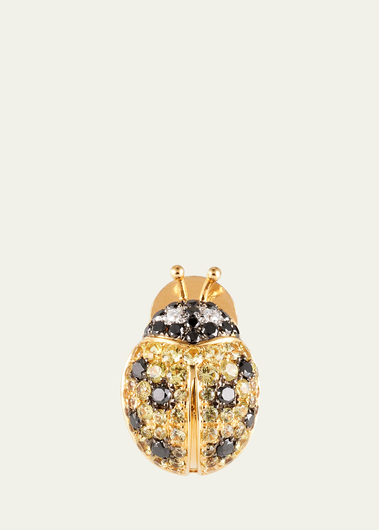 18K Yellow and White Gold Ladybird Earring with Yellow Sapphire and Diamonds, Single