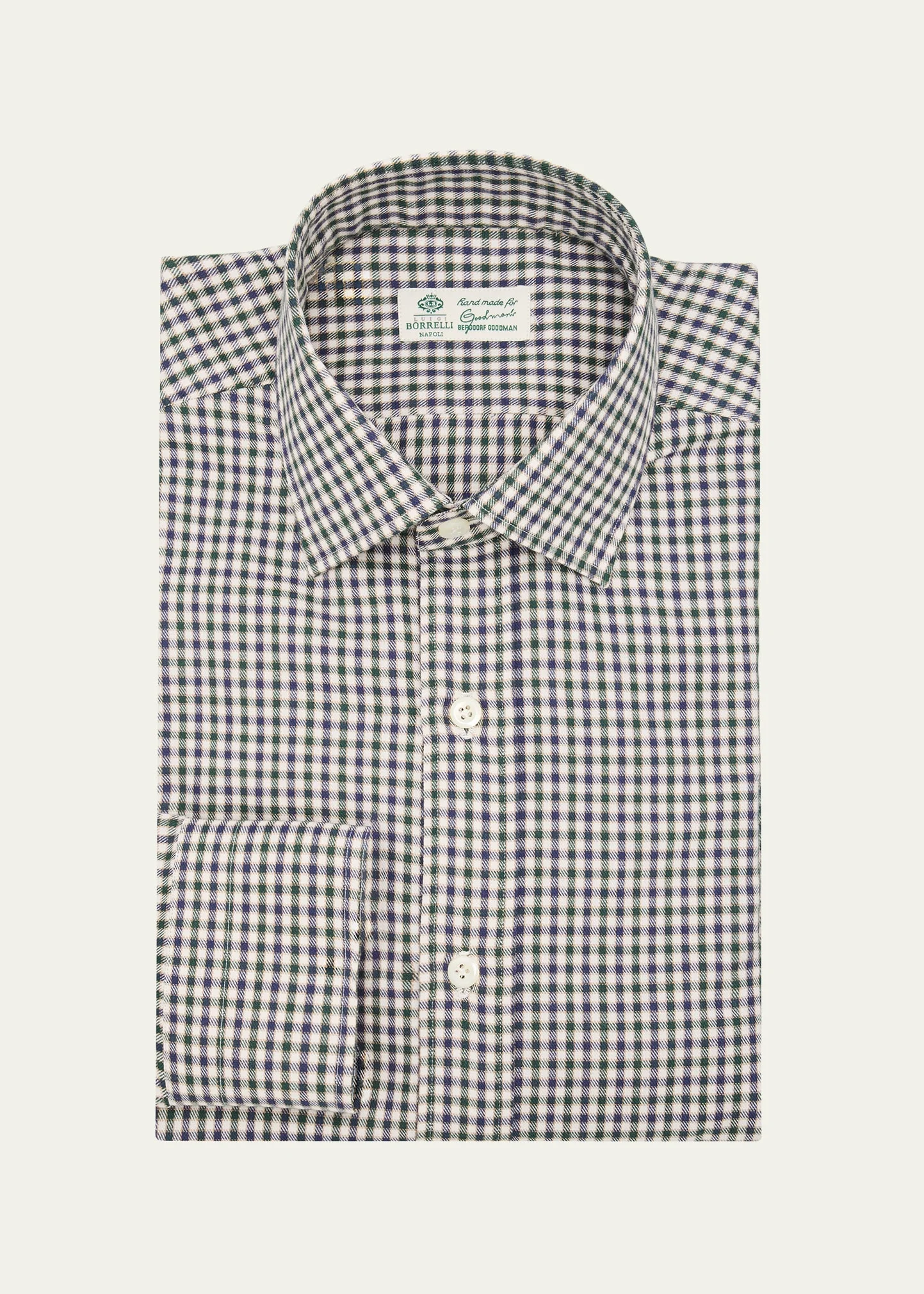 Men's Cotton Multi-Check Point Collar Dress Shirt