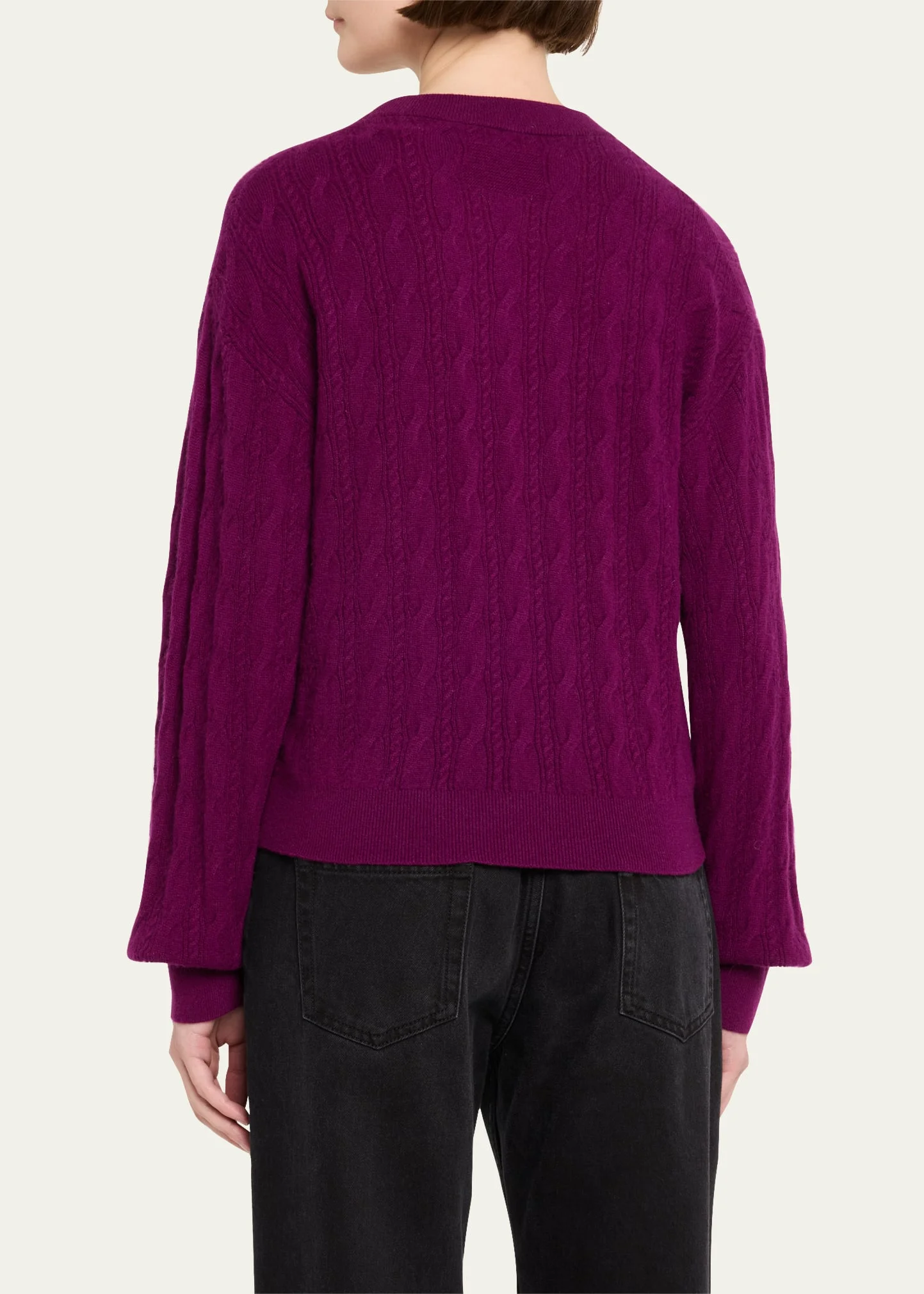 Cashmere Cable Collegiate Sweater, image 4 of 6