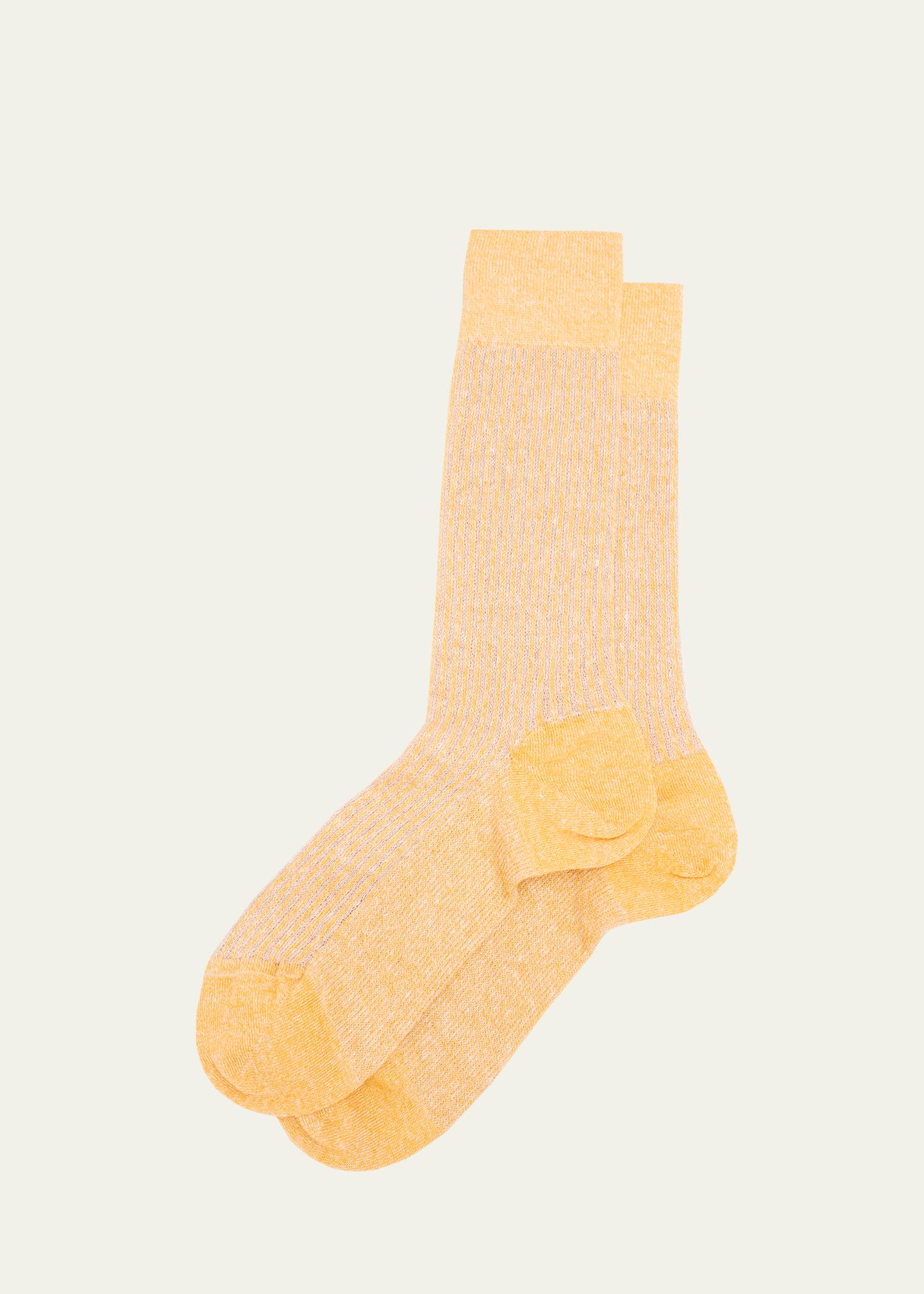 Men's Linen-Blend Crew Socks