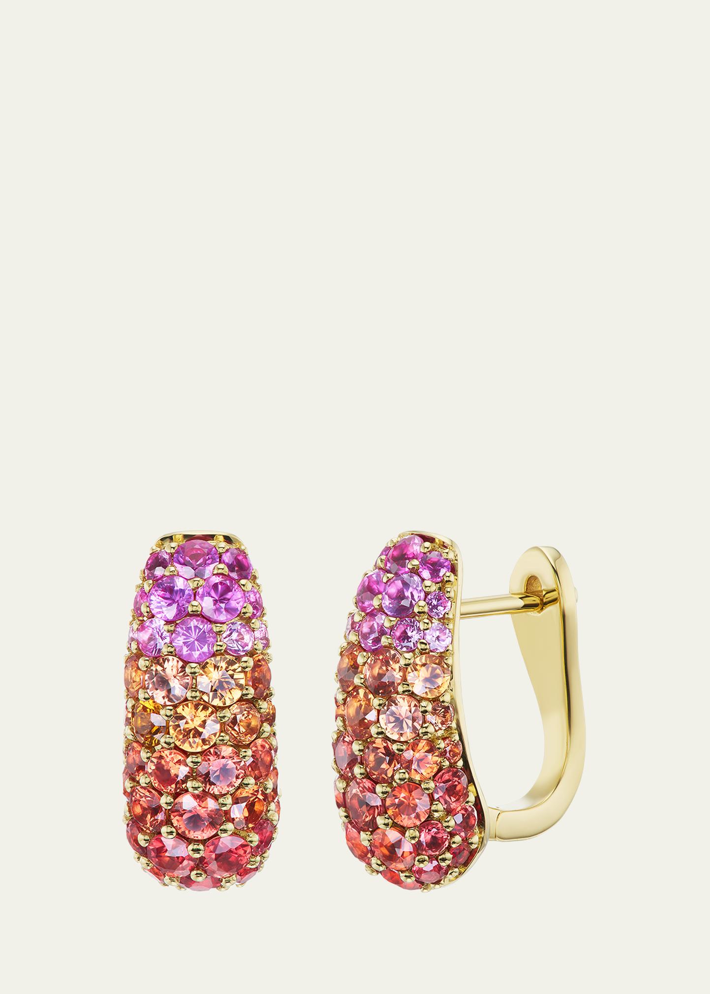 18K Yellow Gold Holly Sapphire Huggie Earrings