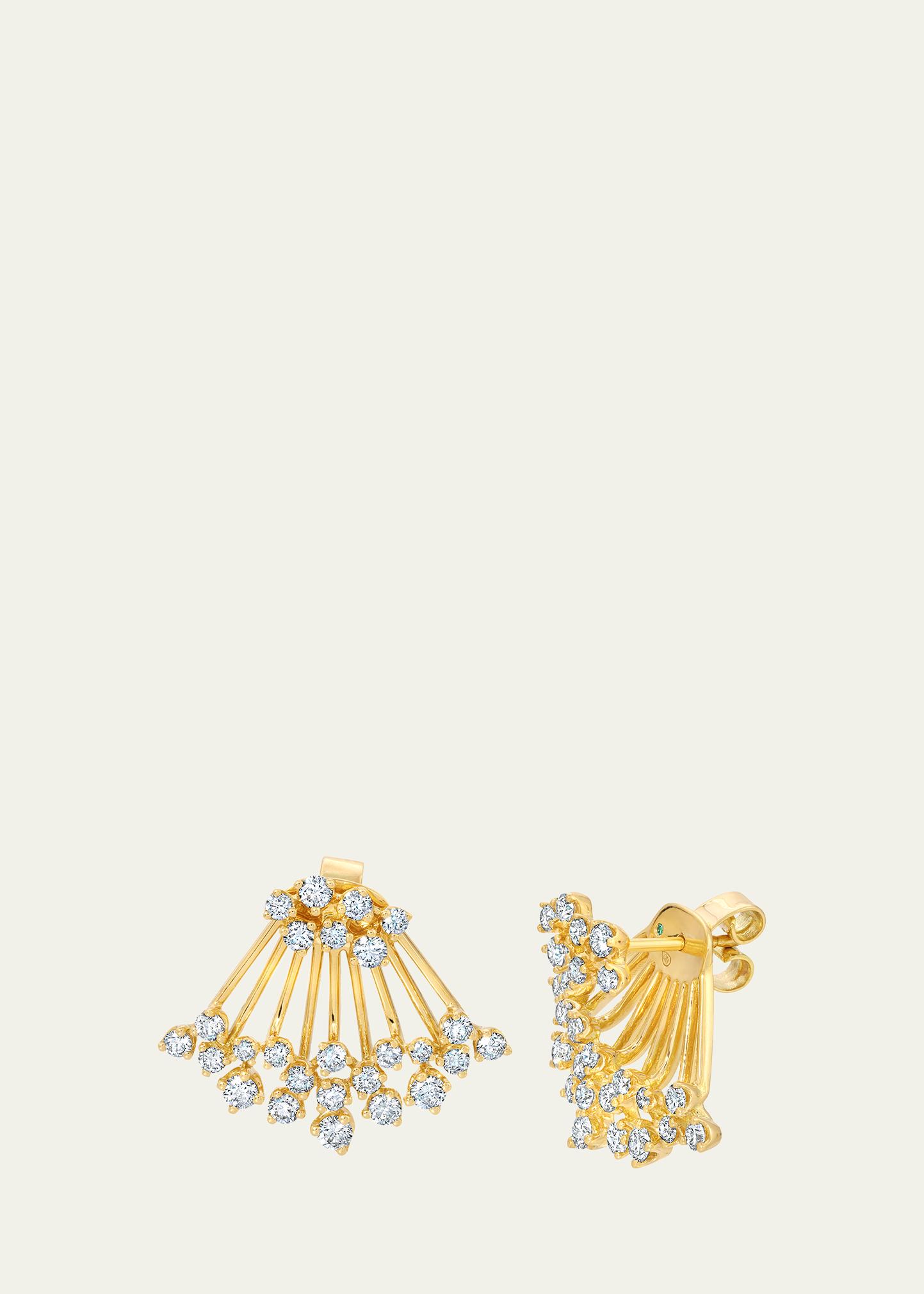 18K Yellow Gold Diamond Acai Earrings