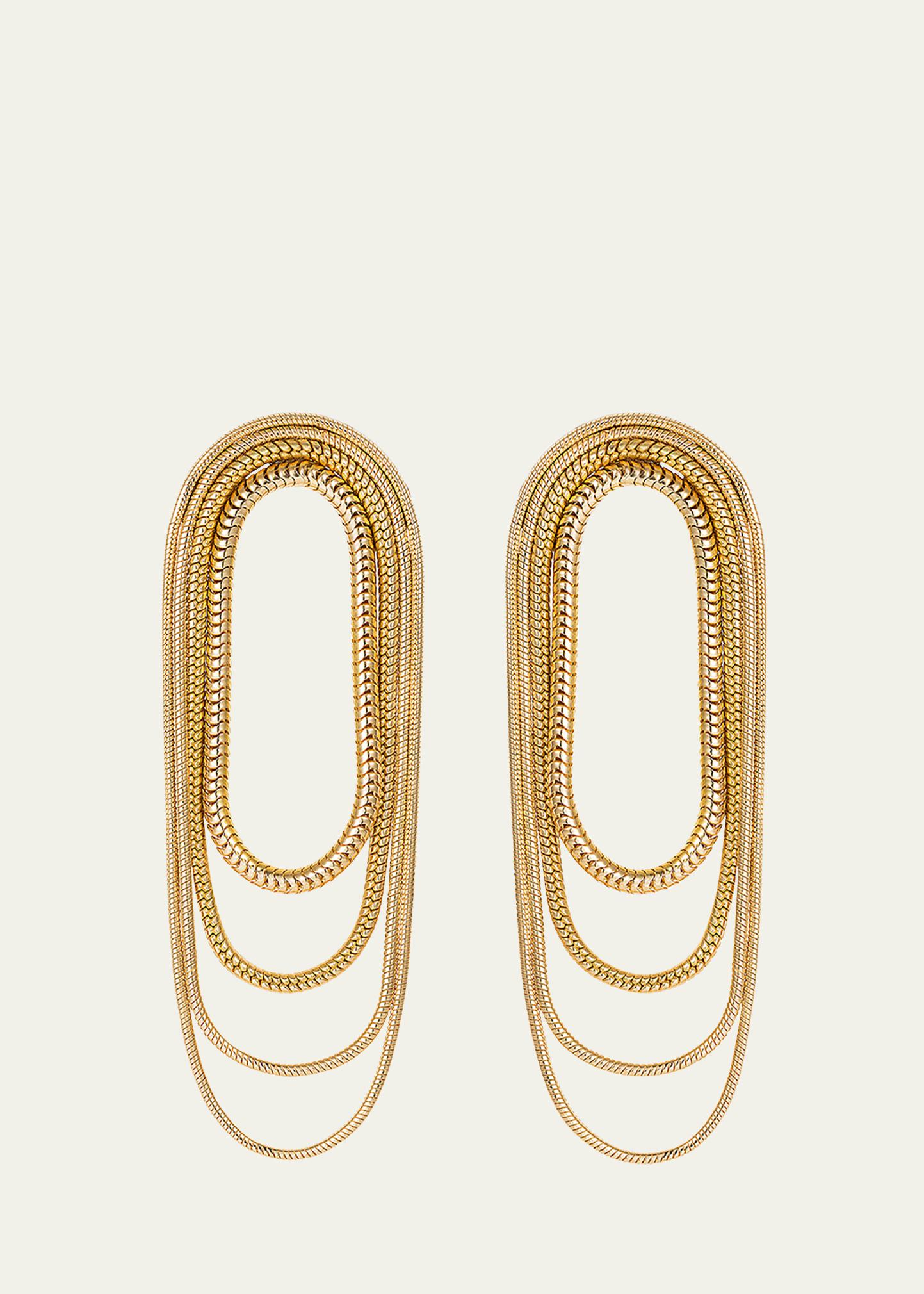 18k Yellow Gold Multi-Chain Earrings