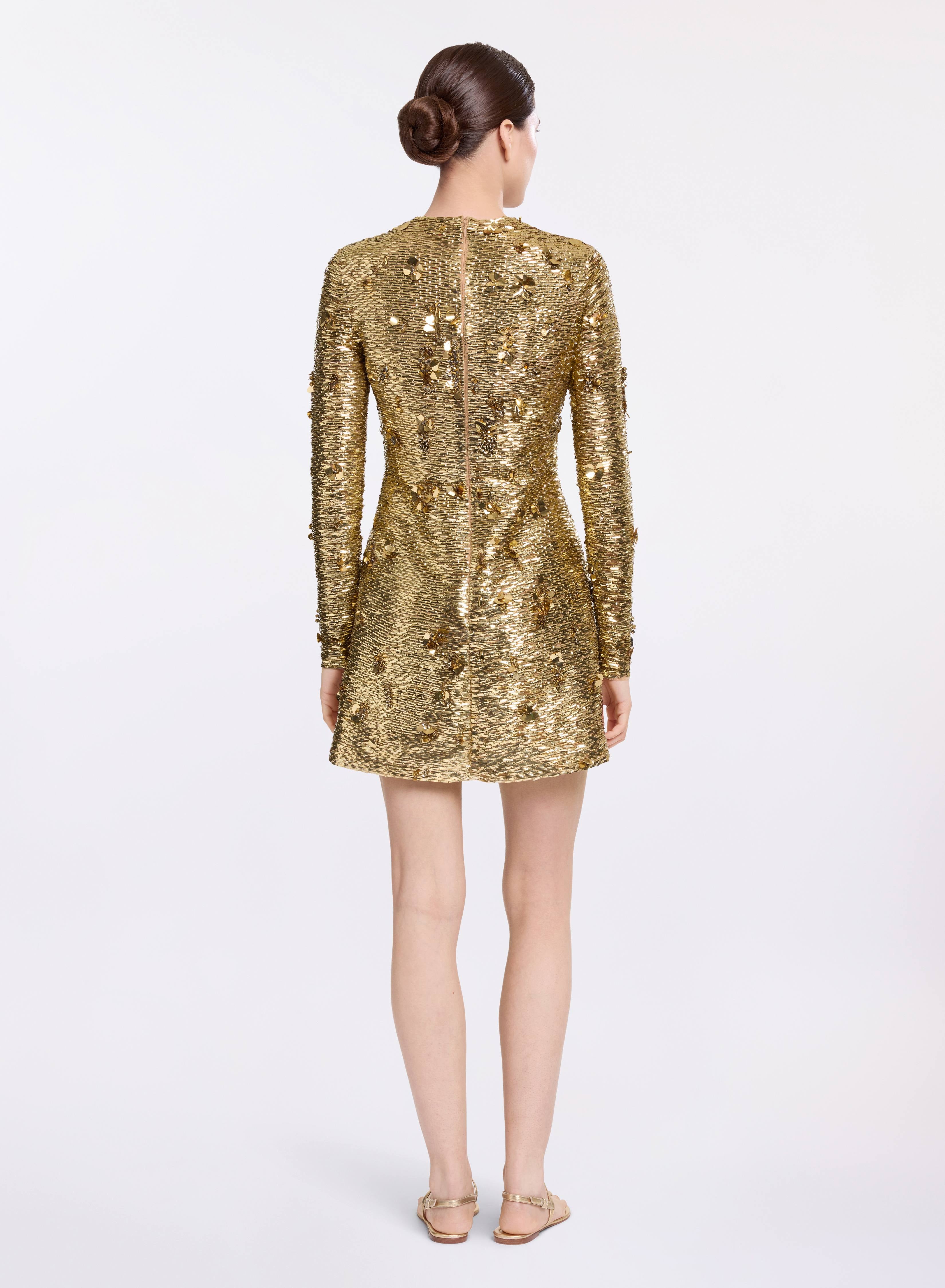 Bead Embroidered Golden Dress, image 3 of 5