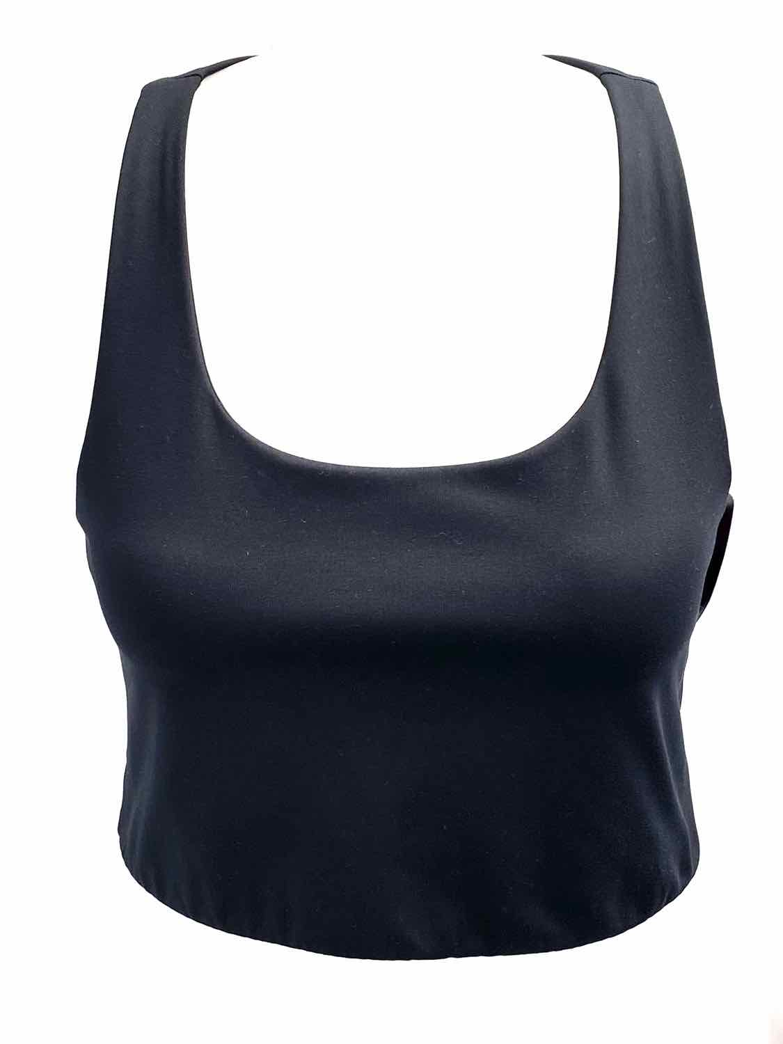Women's Black Size L Scoop Neck Crop Sleeveless