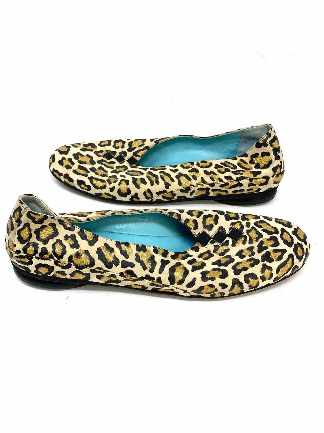Women's Beige Black Size 41/10 Round Toe Suede Leather Flats