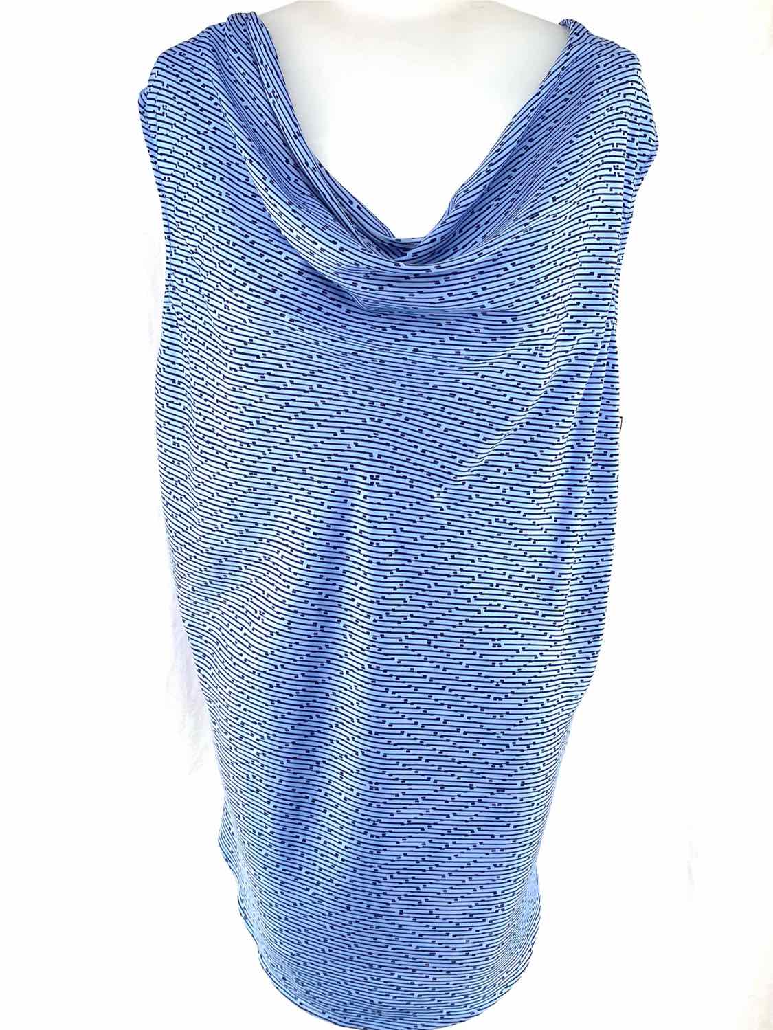 Women's Blue Size XL Cowl Neck Abstract Sleeveless