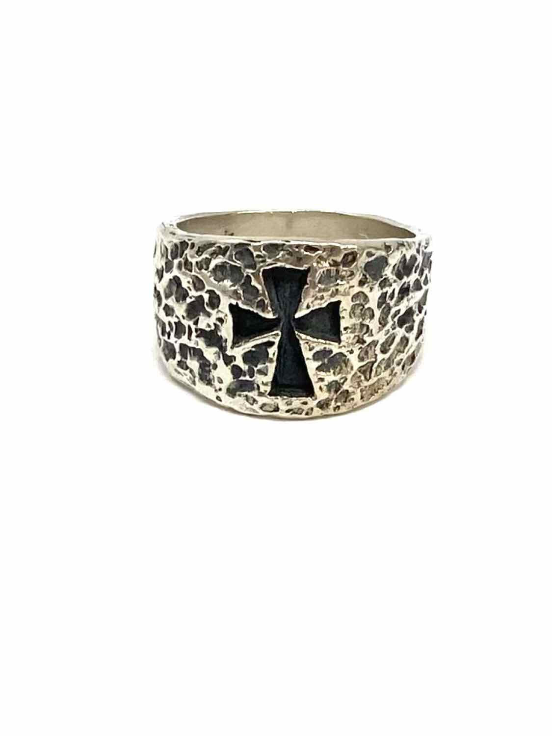 size 10 Sterling Silver Band Cross Vintage Ring