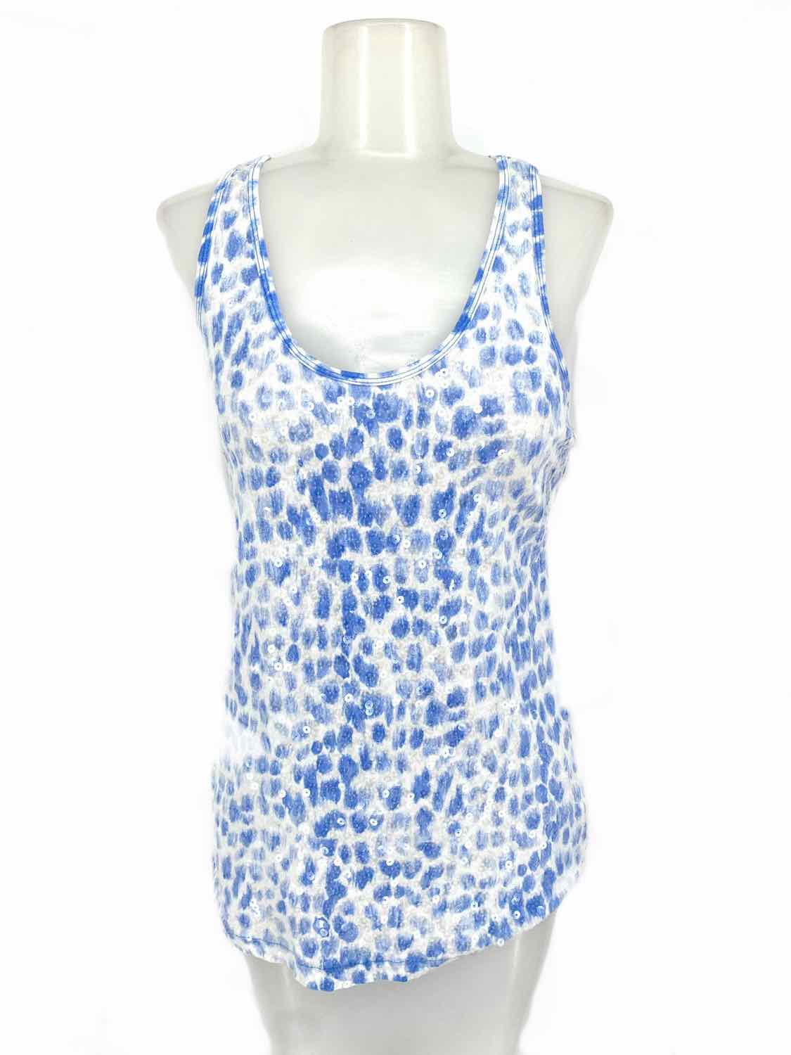 Women's white/blue Size XS Scoop Neck Sequined Spring Sleeveless
