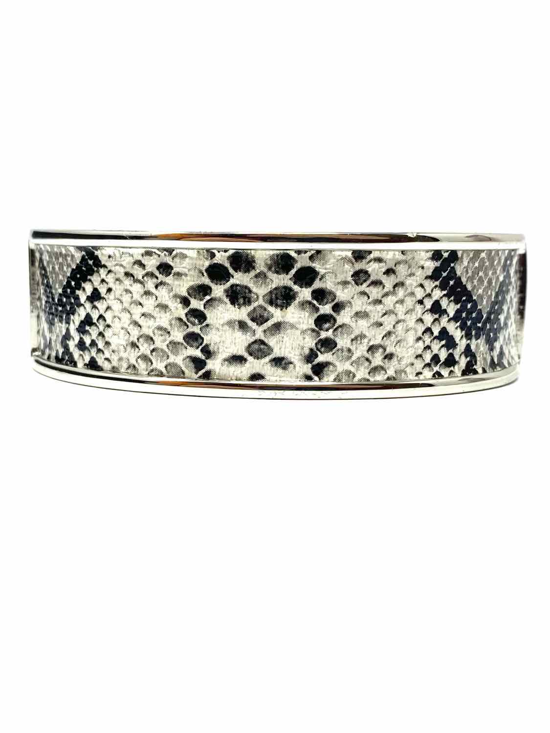 Silver tone Hinged 2.75" Snake Skin Embossed Bangle