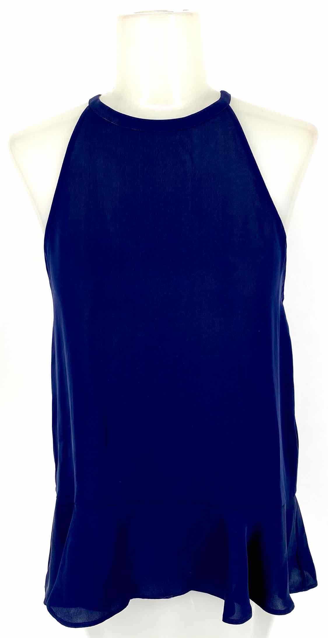 Women's Navy Blue Size P Ruffled Sleeveless