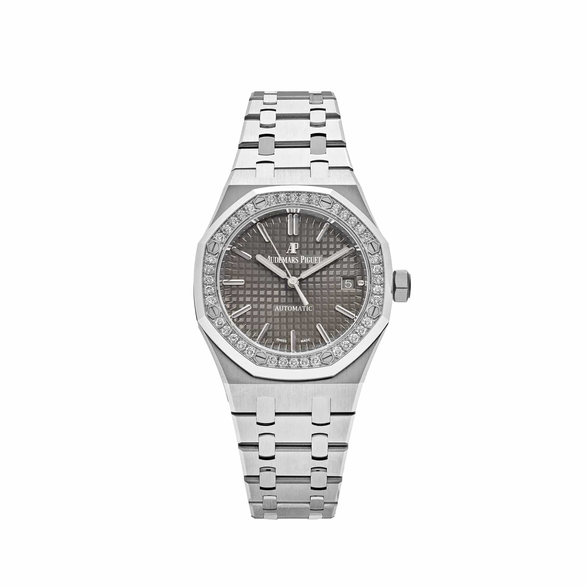 Royal Oak 15451ST.ZZ.1256ST.02 Stainless Steel Grey Dial Diamond Bezel