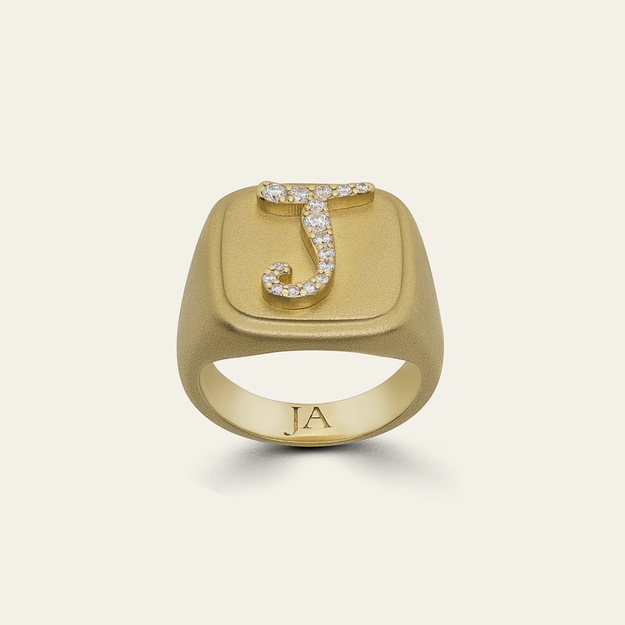 Diamond Initial Pinky Ring