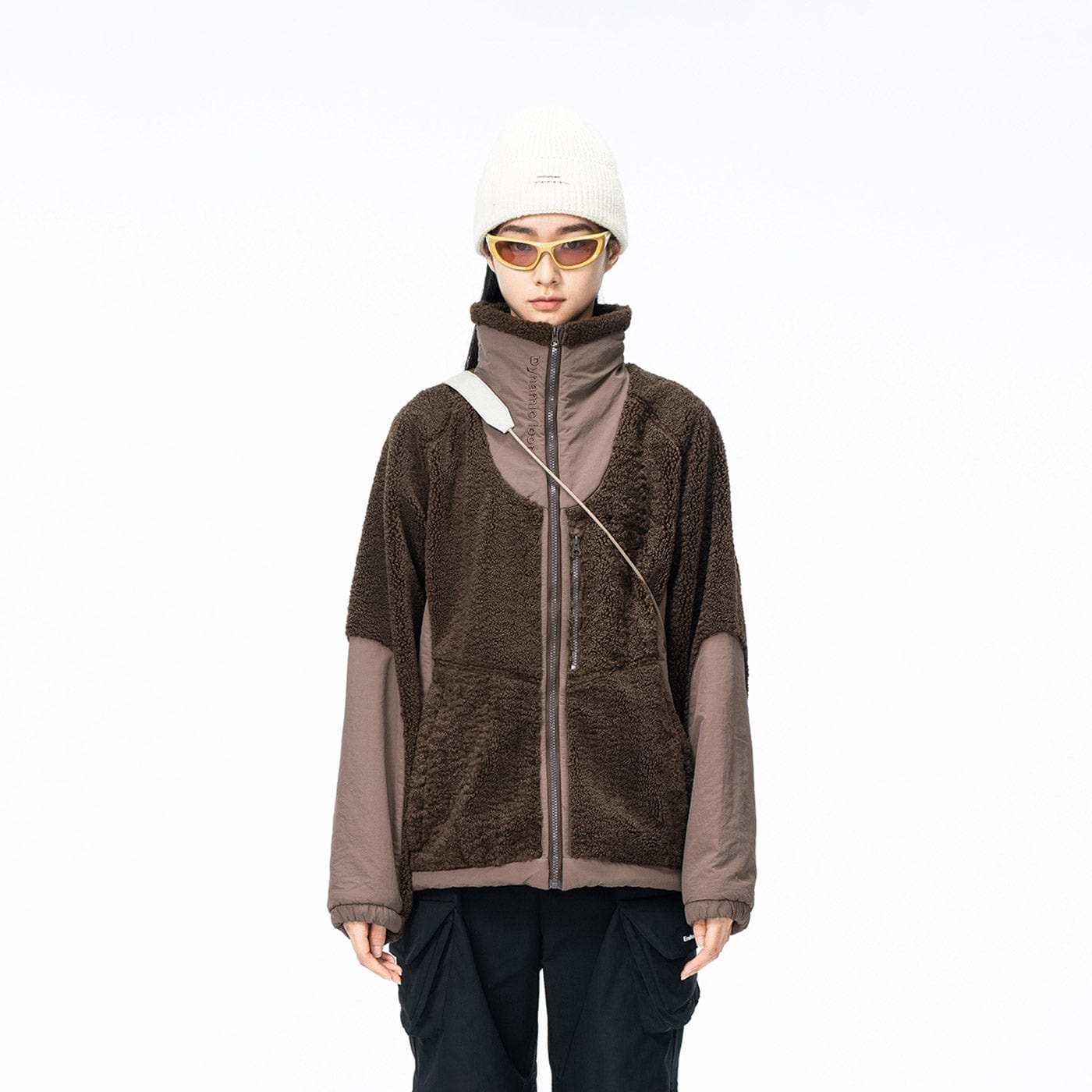 Spliced High-Collar Fleece Jacket