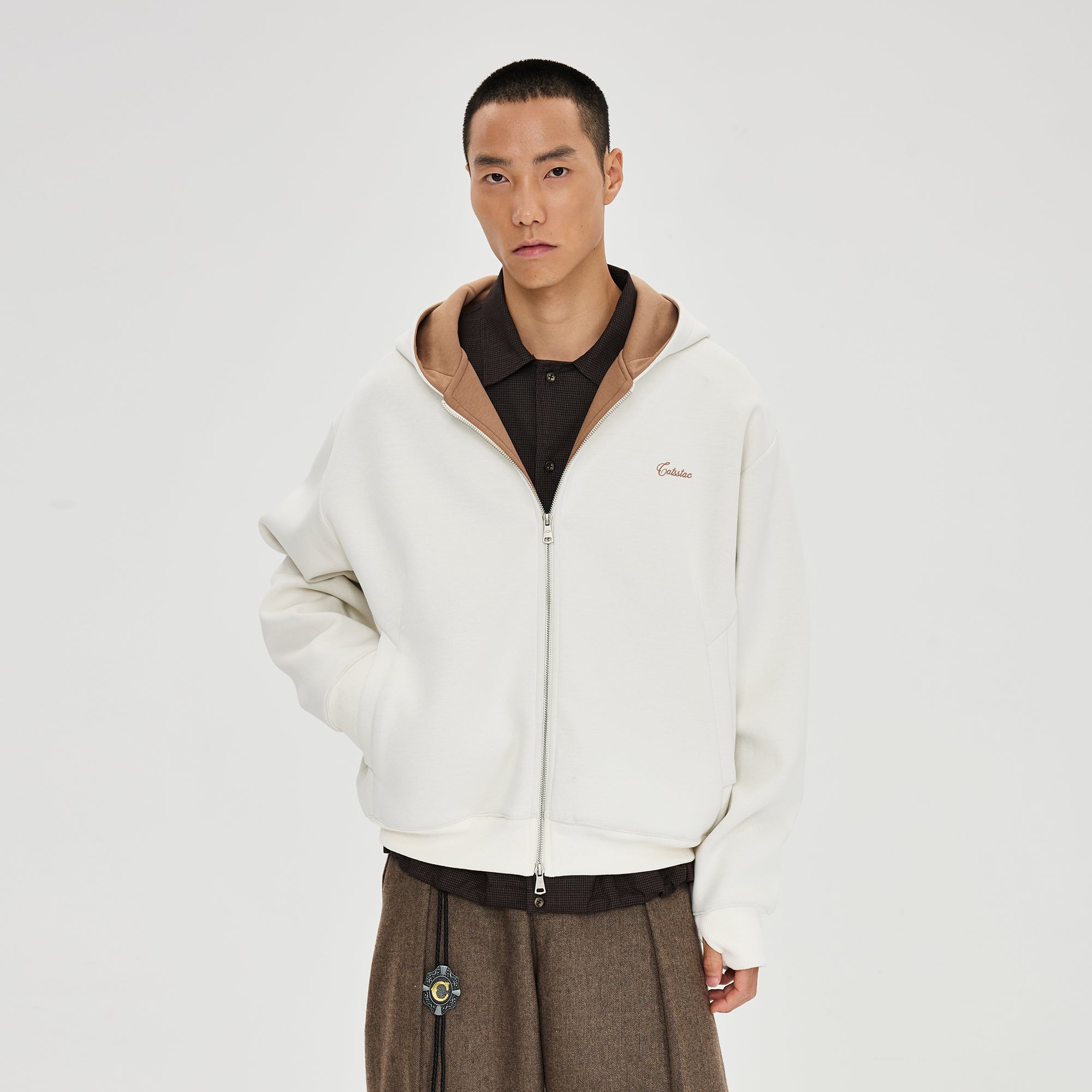 Essential Embroidered LOGO Zip-Up Hoodie