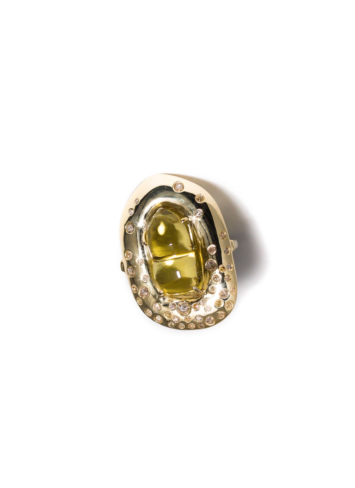 La Maharani Cocktail Vermeil Ring w. Quartz & Diamond