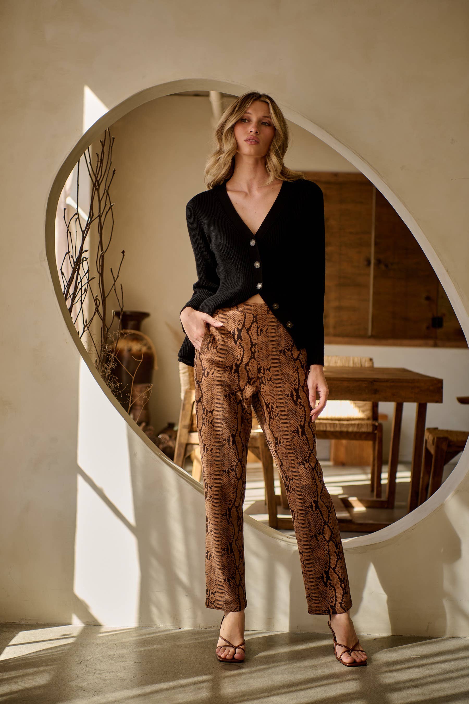 Sander Faux Suede Snake Pants