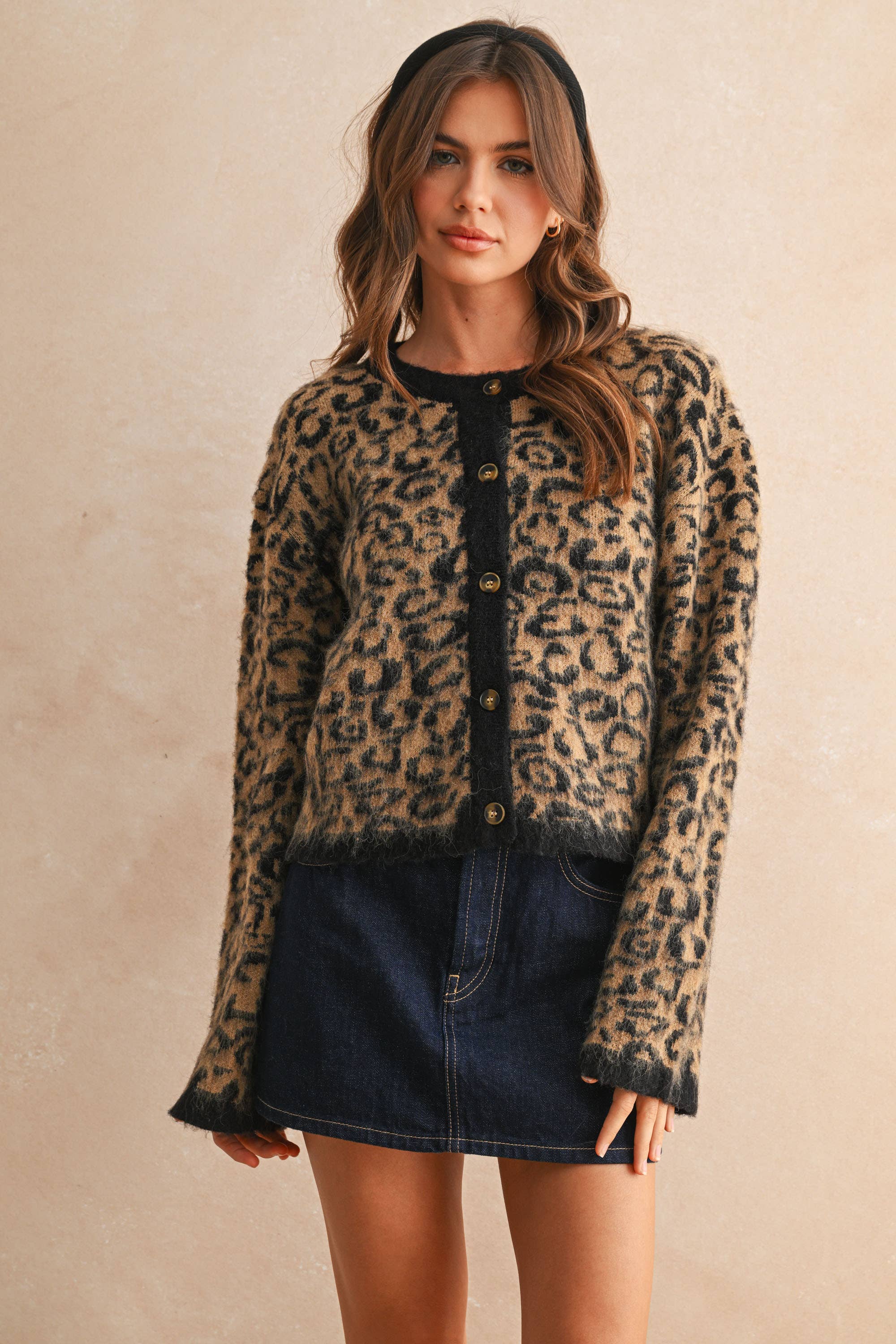 J5115 LEOPARD PRINT SWEATER CARDIGAN