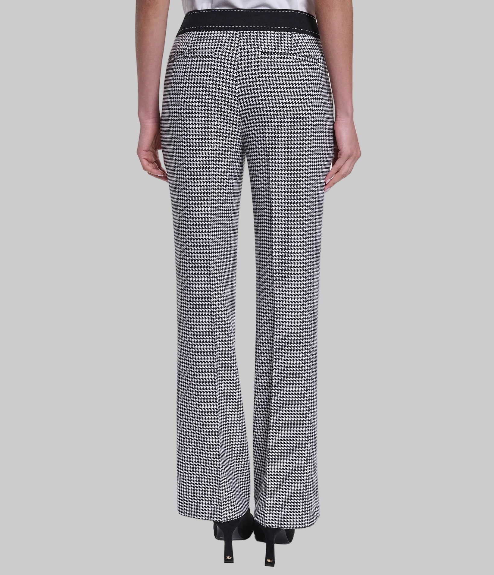 MID RISE CONTRAST HOUNDSTOOTH FLARE PANT, image 3 of 8