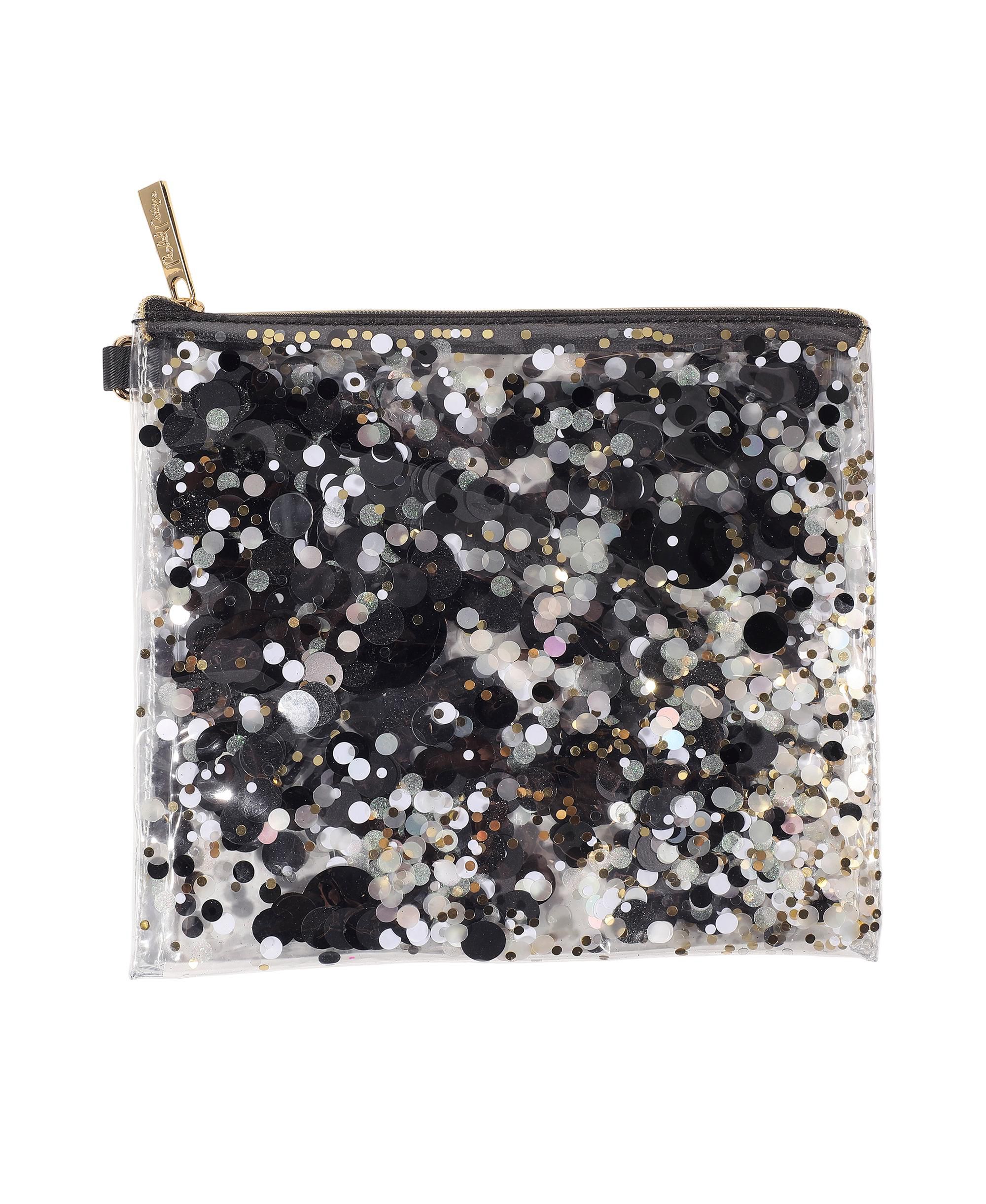 Spirit Squad Confetti Everything Pouch Makeup Bag Travel BagCosmetic Bag for Women (Blackout