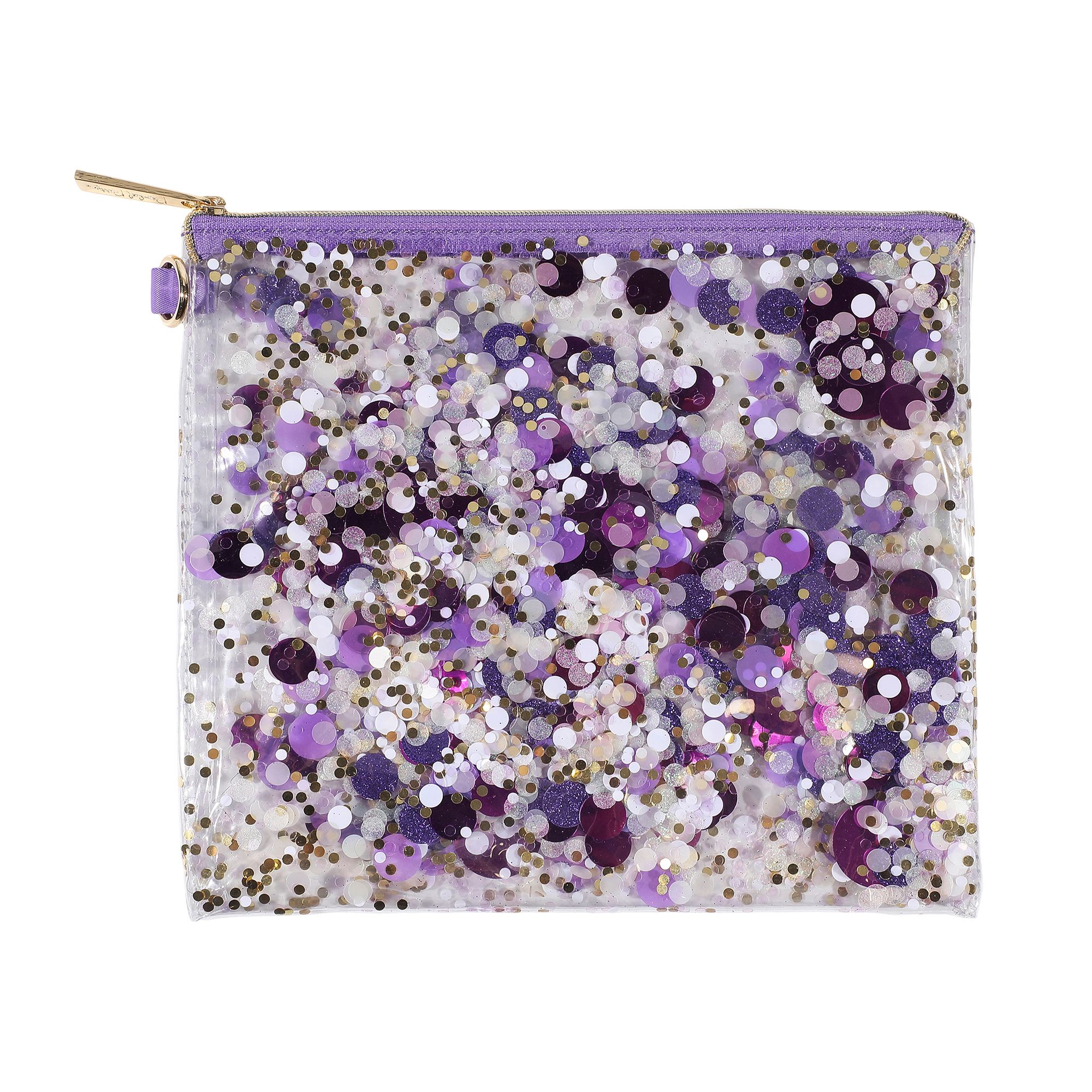 Spirit Squad Confetti Everything Pouch Makeup Bag Travel BagCosmetic Bag for Women ( Crush