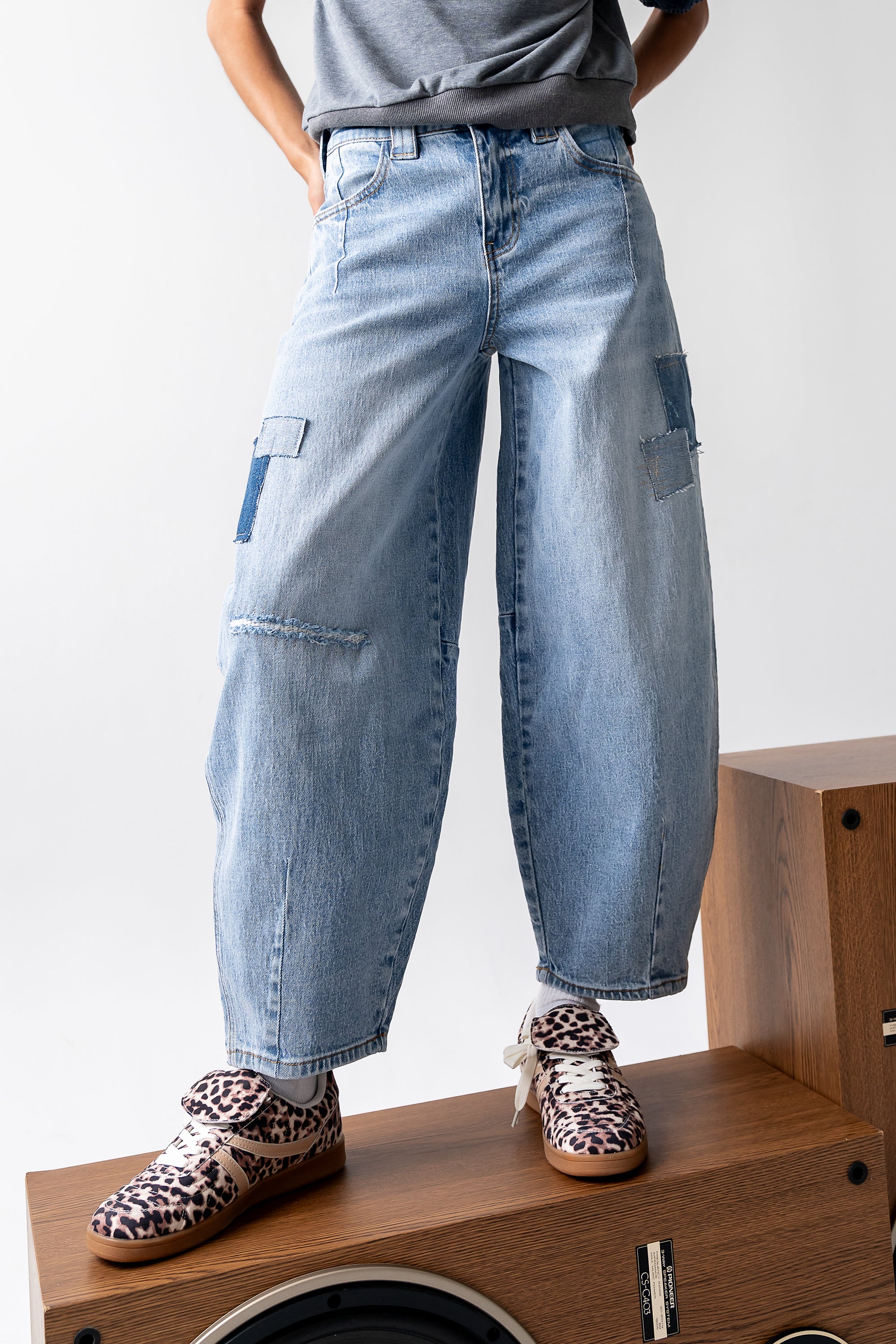 Jane Patchwork Barrel Jeans - FINAL SALE