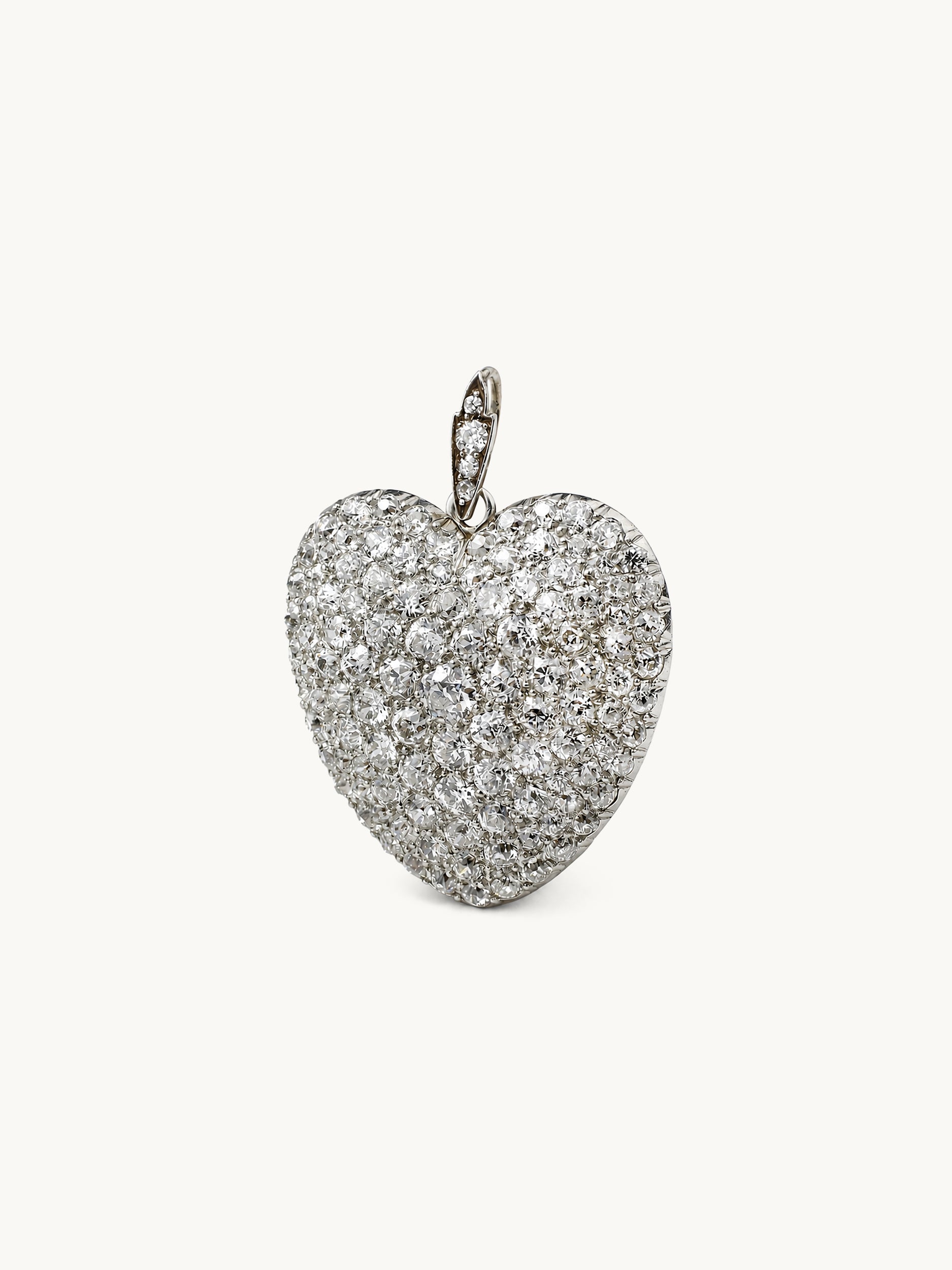 Antique Diamond-Set Puffed Heart Pendant (circa 1900)