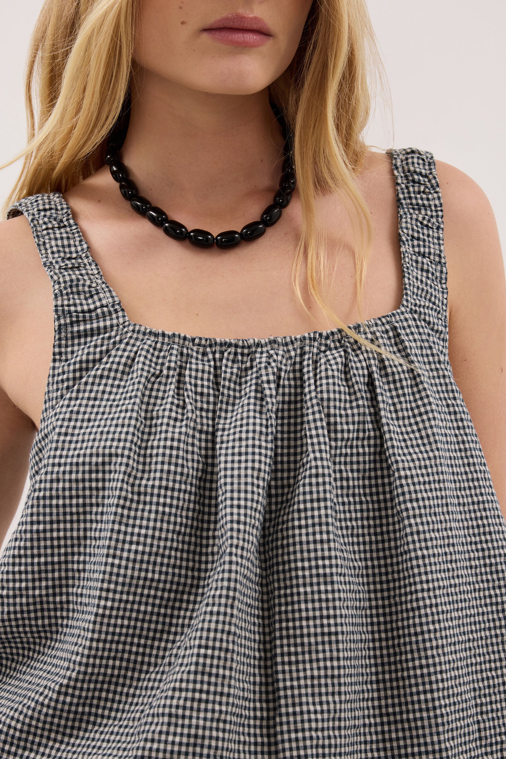 Briona Gingham Cotton Sleeveless Top, image 2 of 4