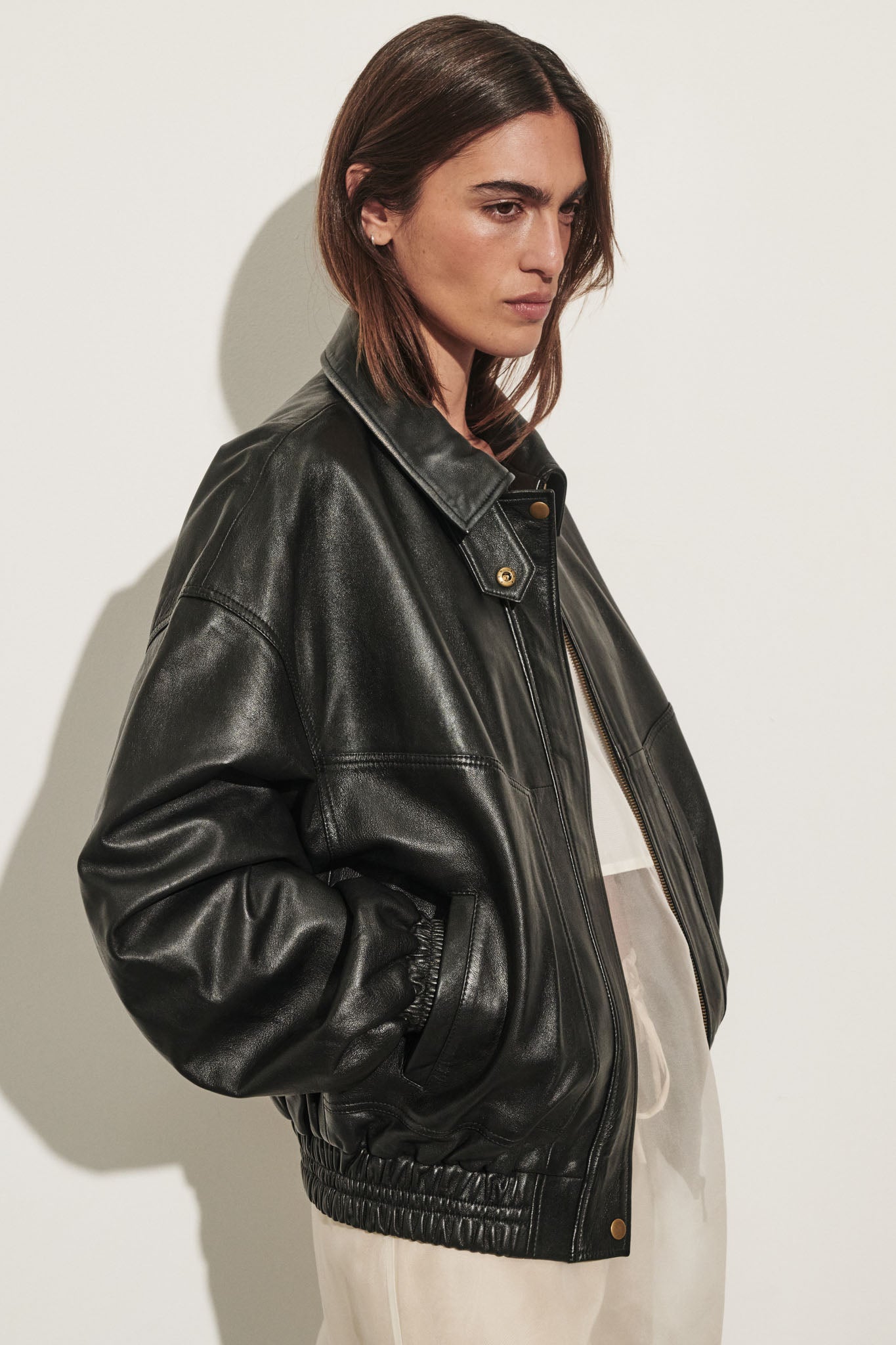 Serin Black Leather Bomber Jacket - Pre Order, image 6 of 8