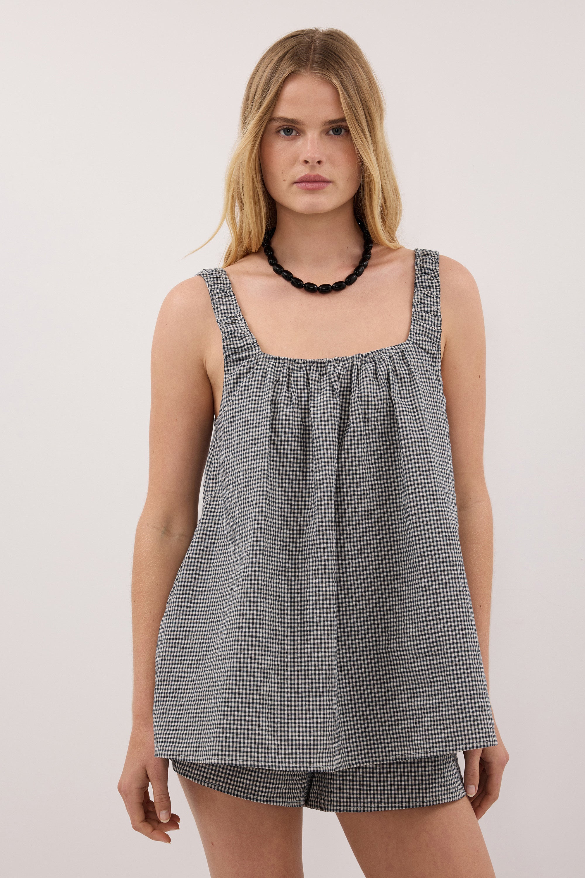 Briona Gingham Cotton Sleeveless Top, image 3 of 4