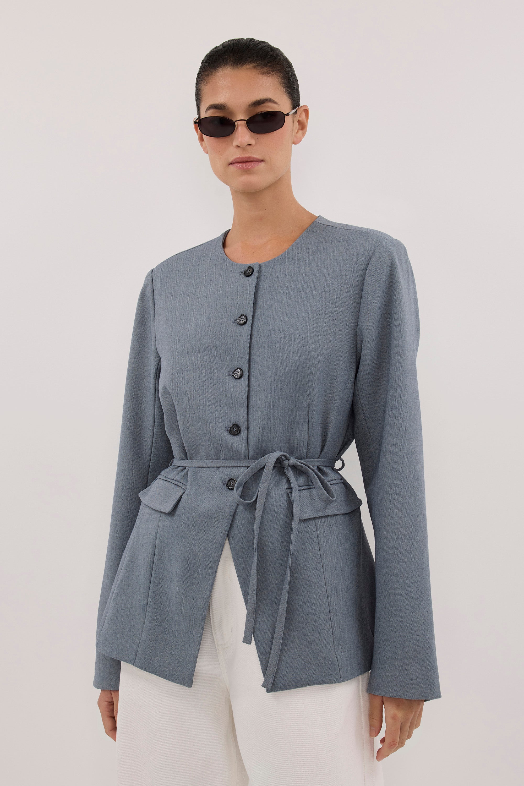 Peyton Dusty Collarless Blazer, image 3 of 6