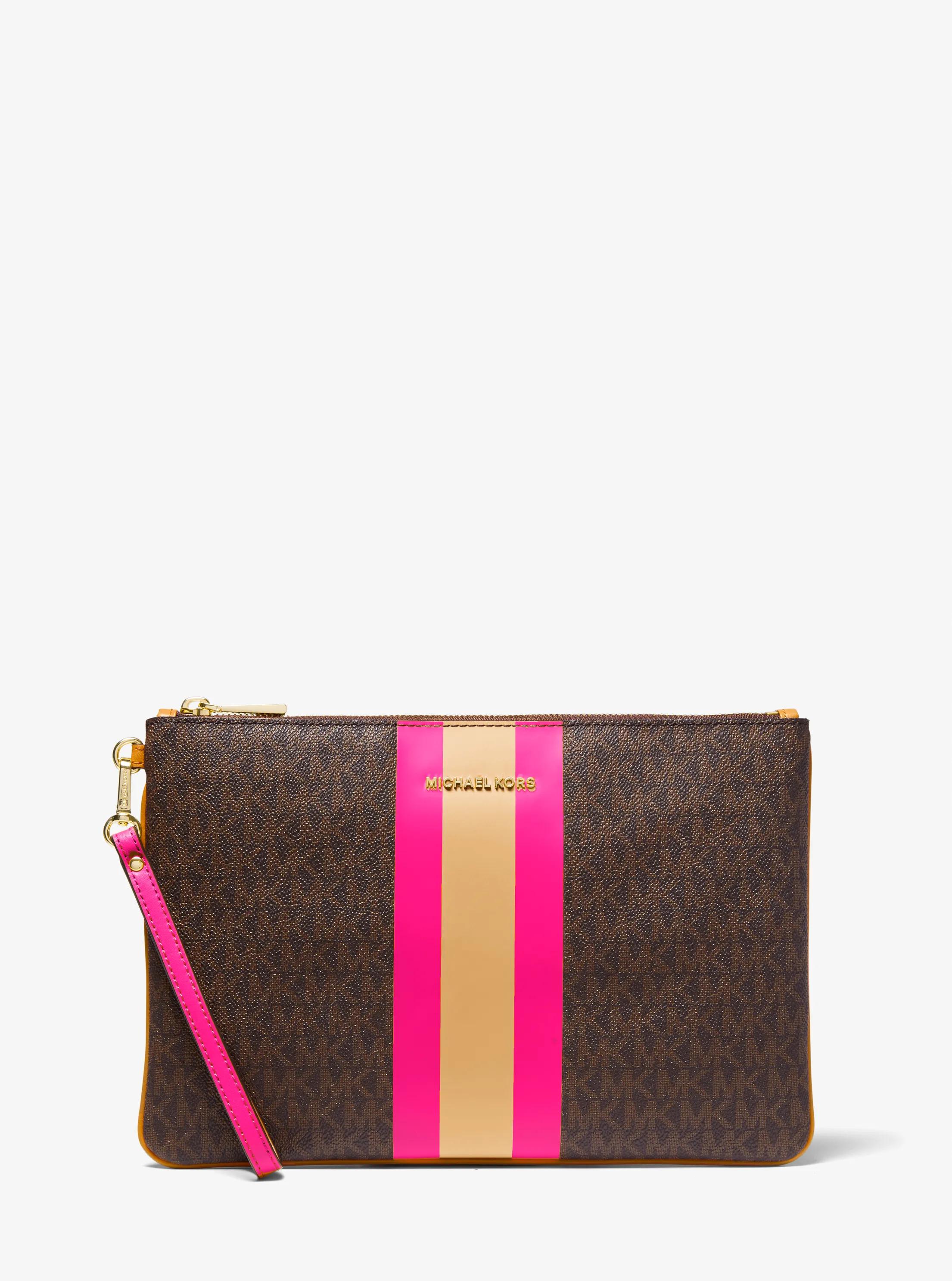 Large Logo Stripe Zip Pouch