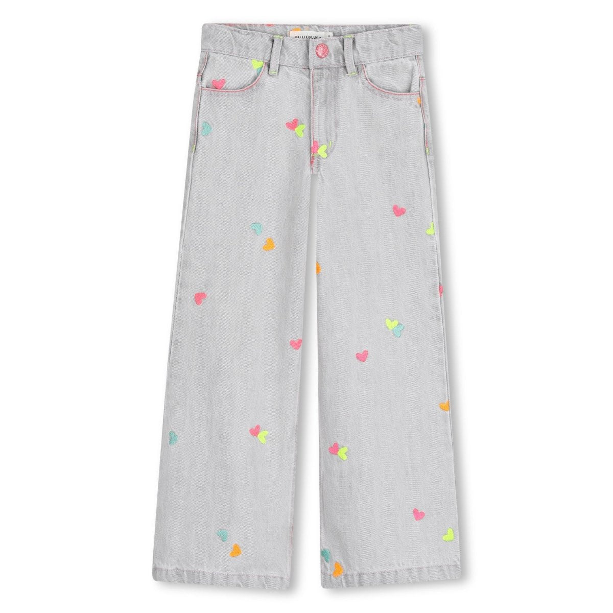 NEON EMBROIDERED HEART DENIM PANTS