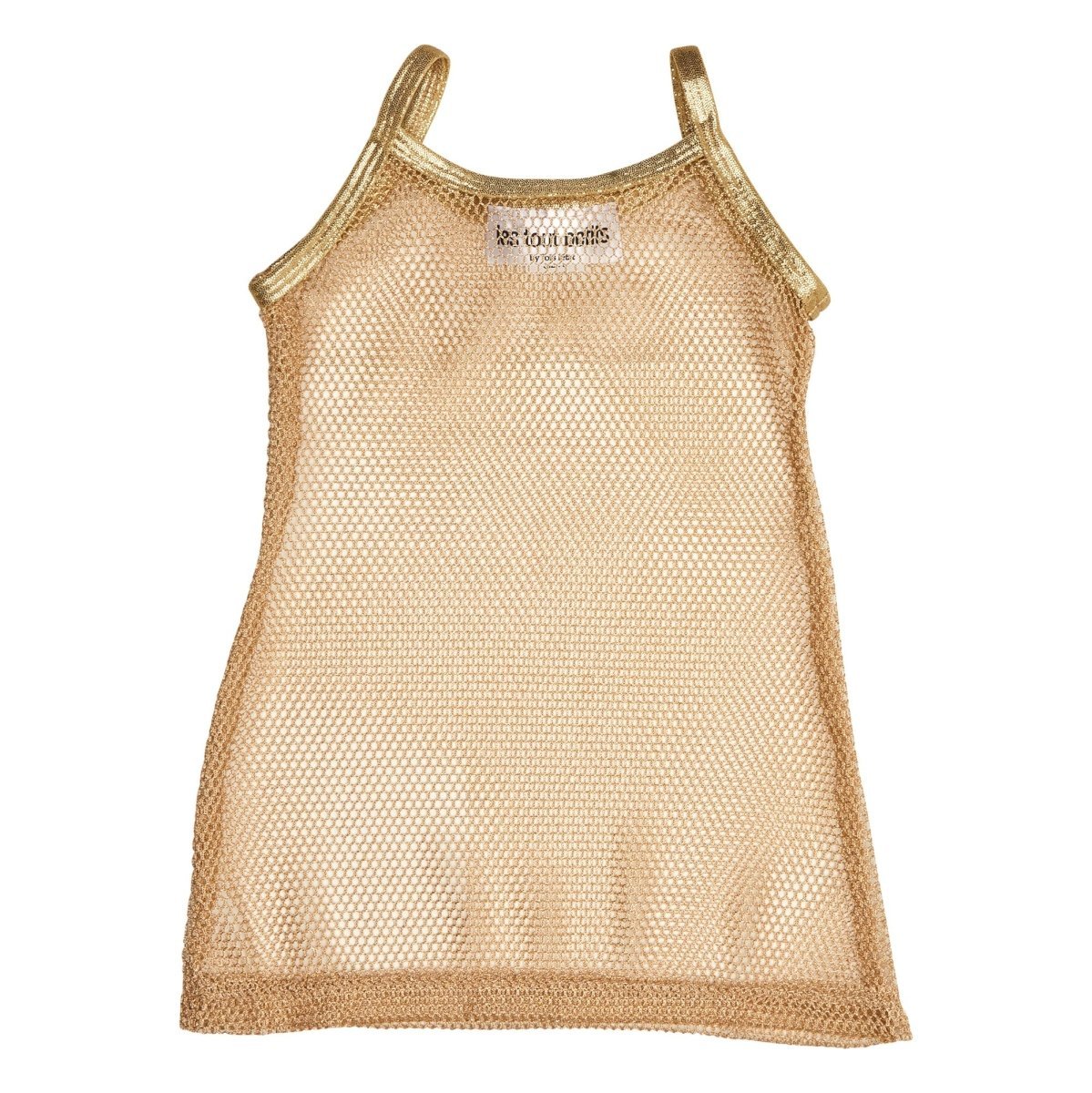 MESH COVER UP DRESS W/ METALLIC TRIM