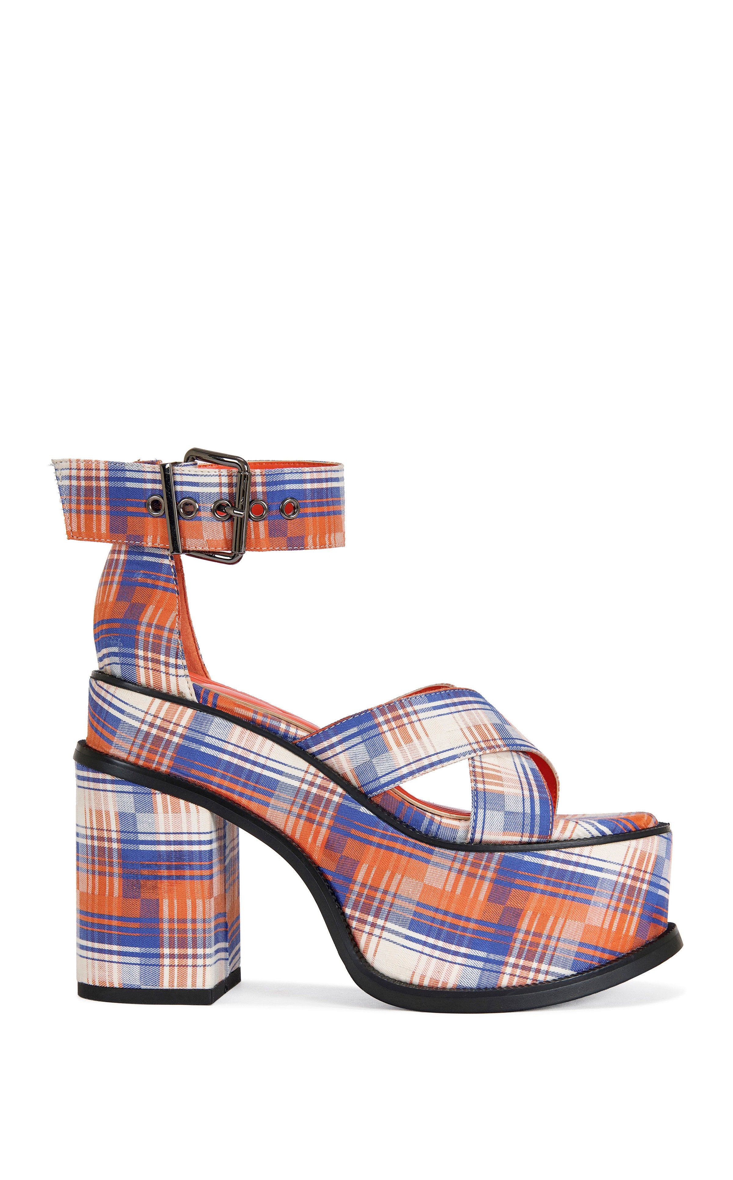 JAETYN-ORANGEPLAID PLATFORM SANDAL