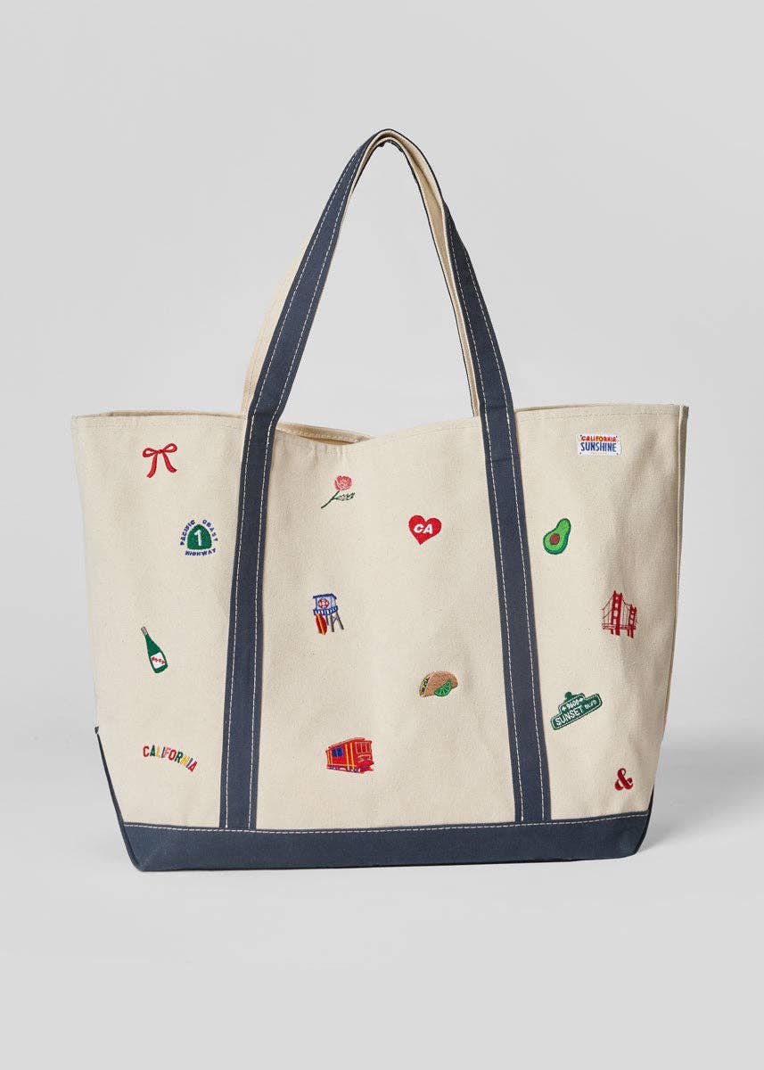 California Icons Embroidered Tote Bag