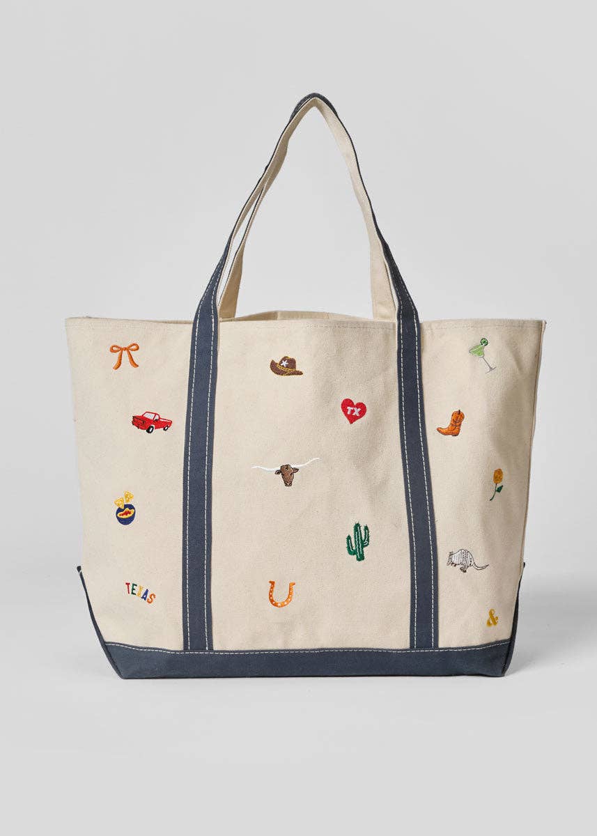 Texas Icons Embroidered Tote Bag