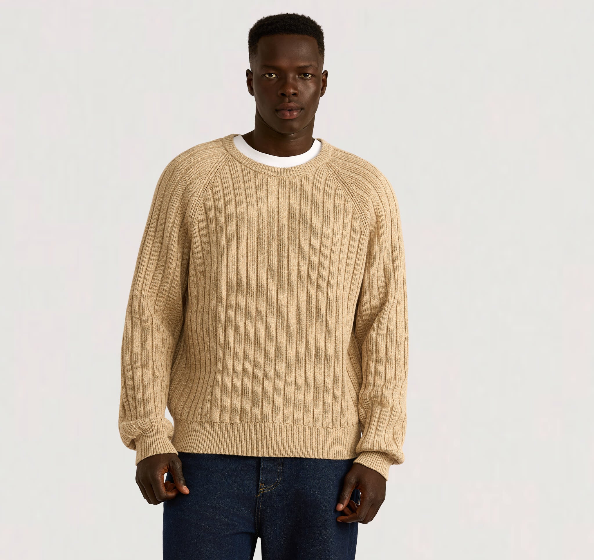Soft Knit Rib Raglan Sweater