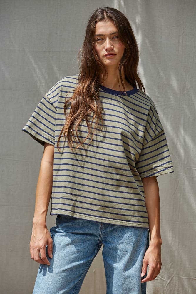 Striped Short Sleeve Crew