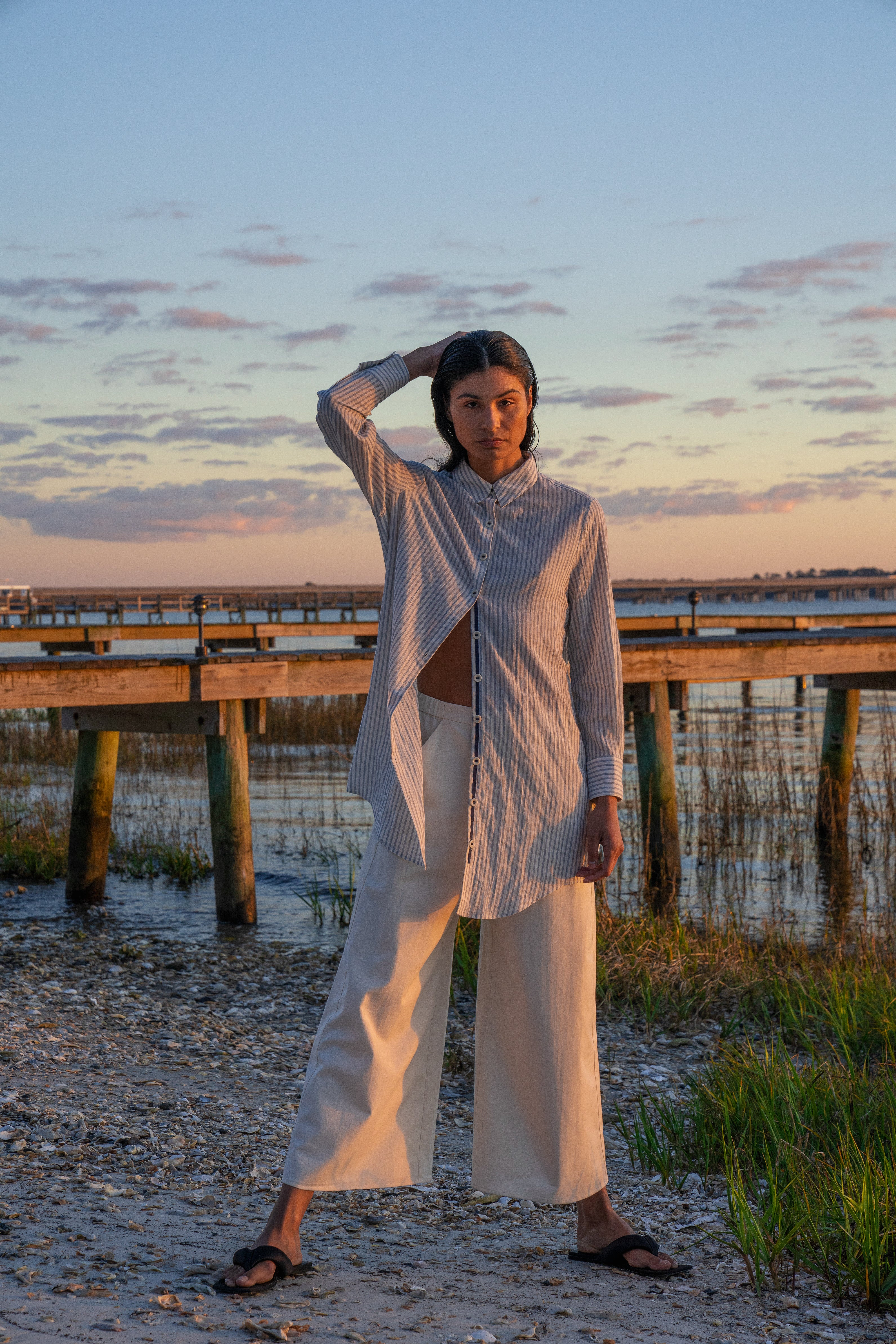 The Twill Wide Leg Pant