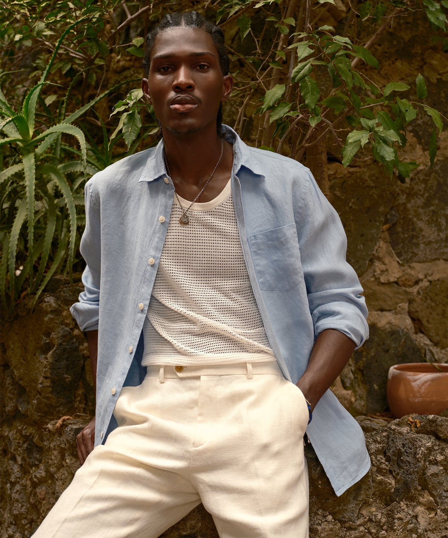 Sea Soft Irish Linen Point Collar Shirt, image 5 of 8