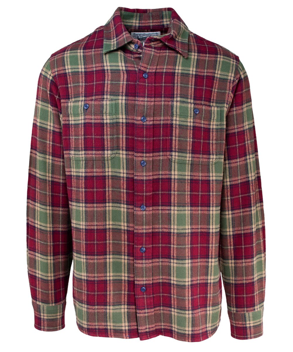 Schott NYC Men's Plaid Flannel Shirt - Burgundy