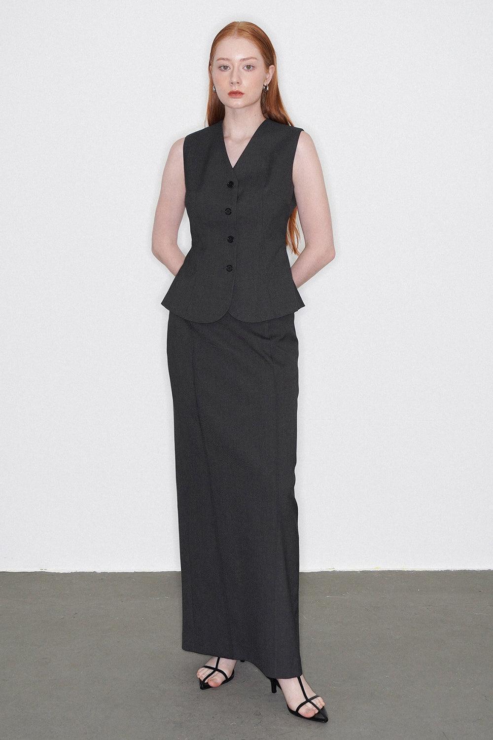 Luna Fit and Flare Sleeveless Wool Vest
