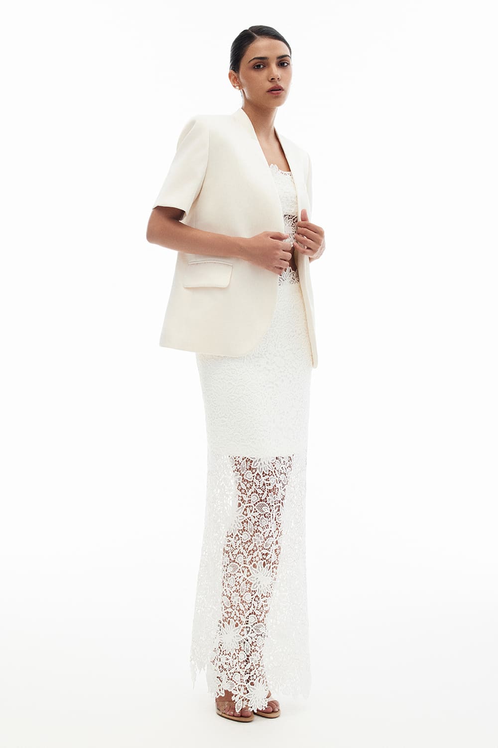 Vivian Straight Flap Pocket Taffeta Blazer